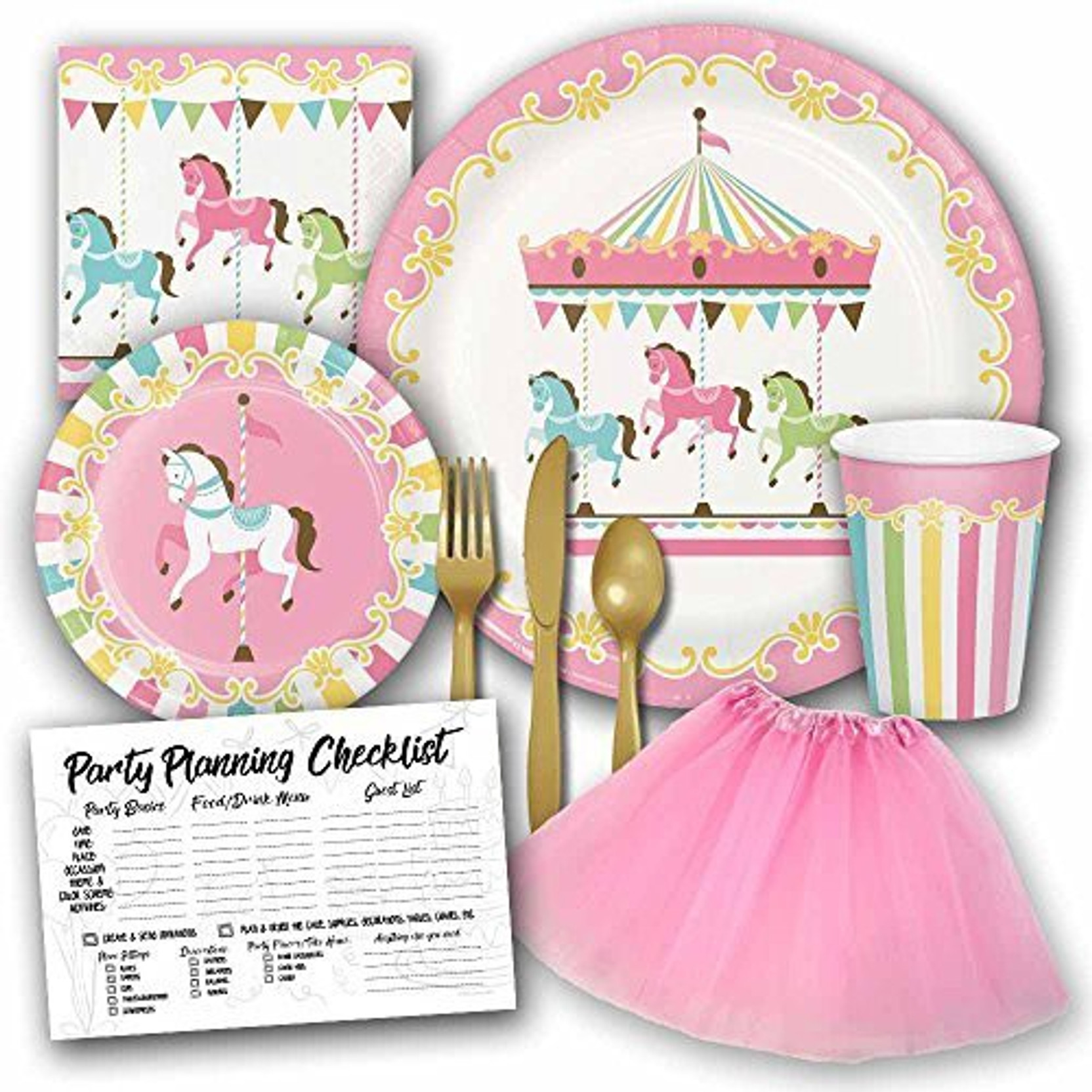Honey Dew Gifts Carousel Pastel Birthday Party Supplies Set For