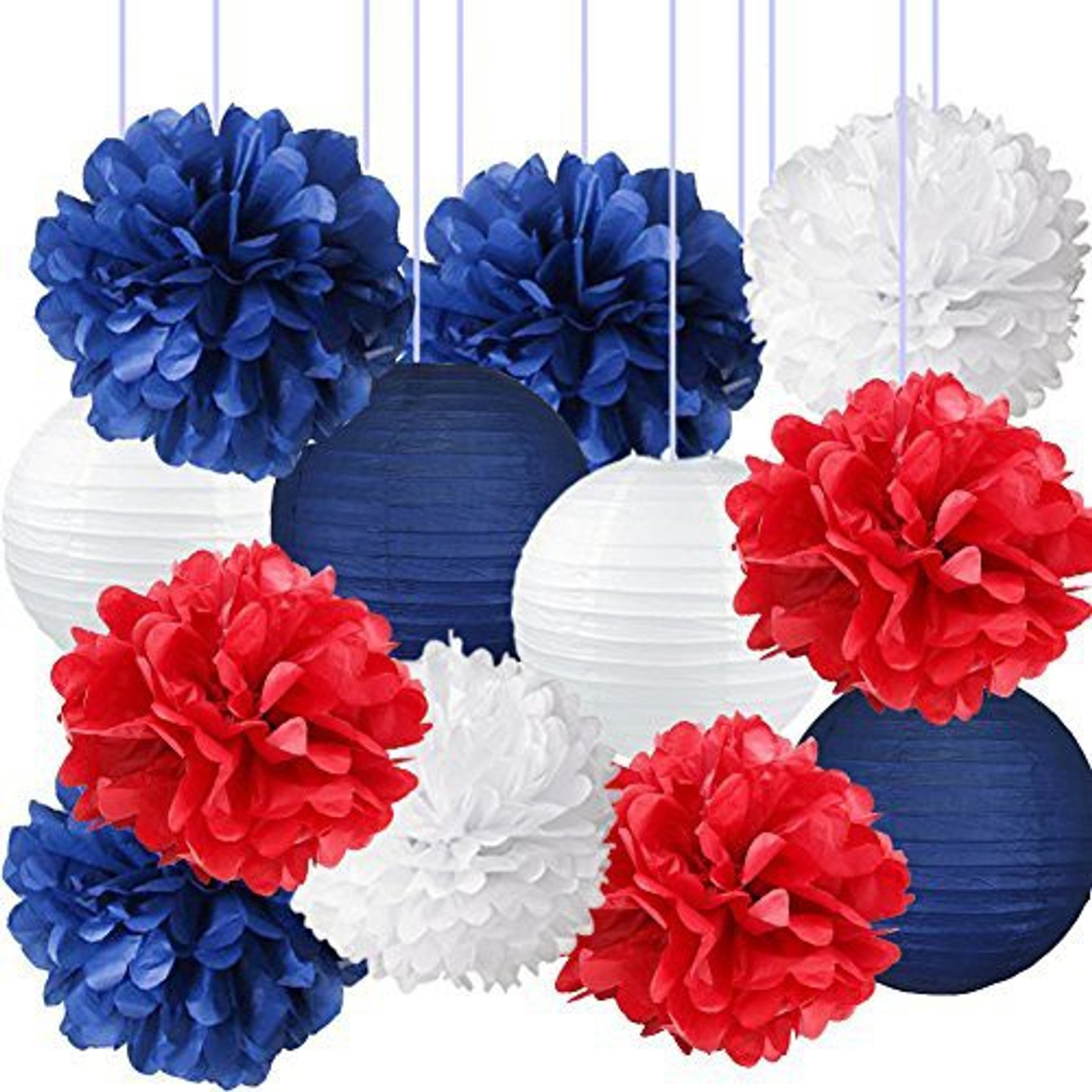 Wonderfulshop Nautical Party Decor Pom Poms Tissue Paper Lanterns