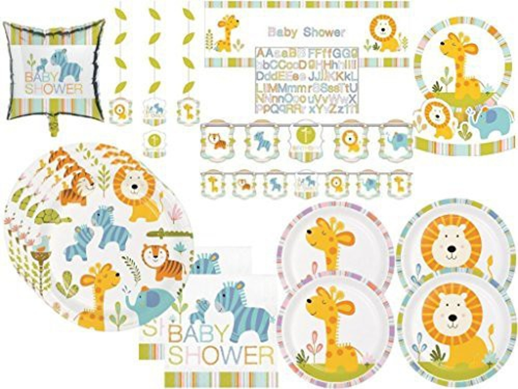 Paper Art Baby Shower Happi Jungle Safari Lion Giraffe Turtle