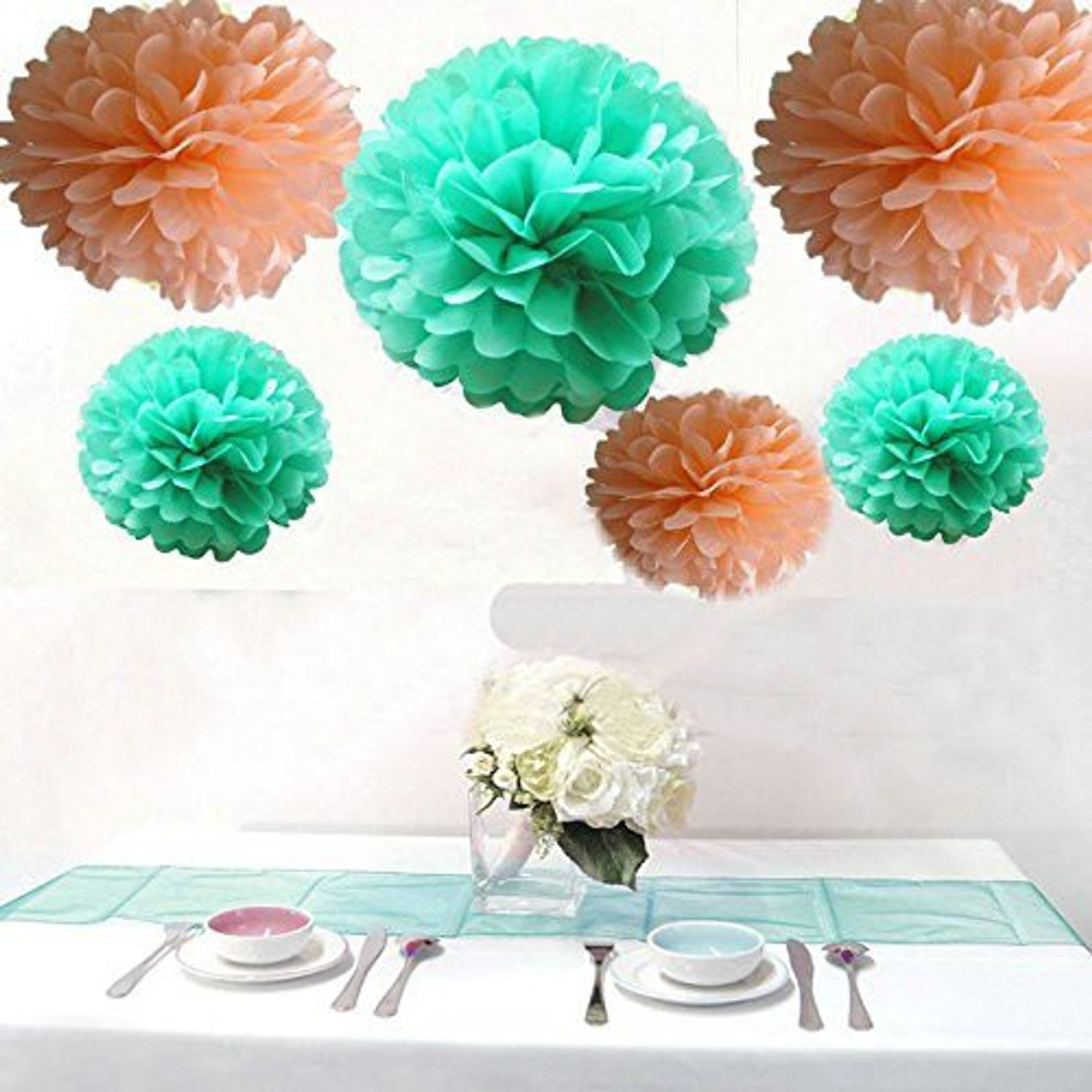 Krismile Pack Of 12pcs Mixed Sizes Peach Mint Green Party