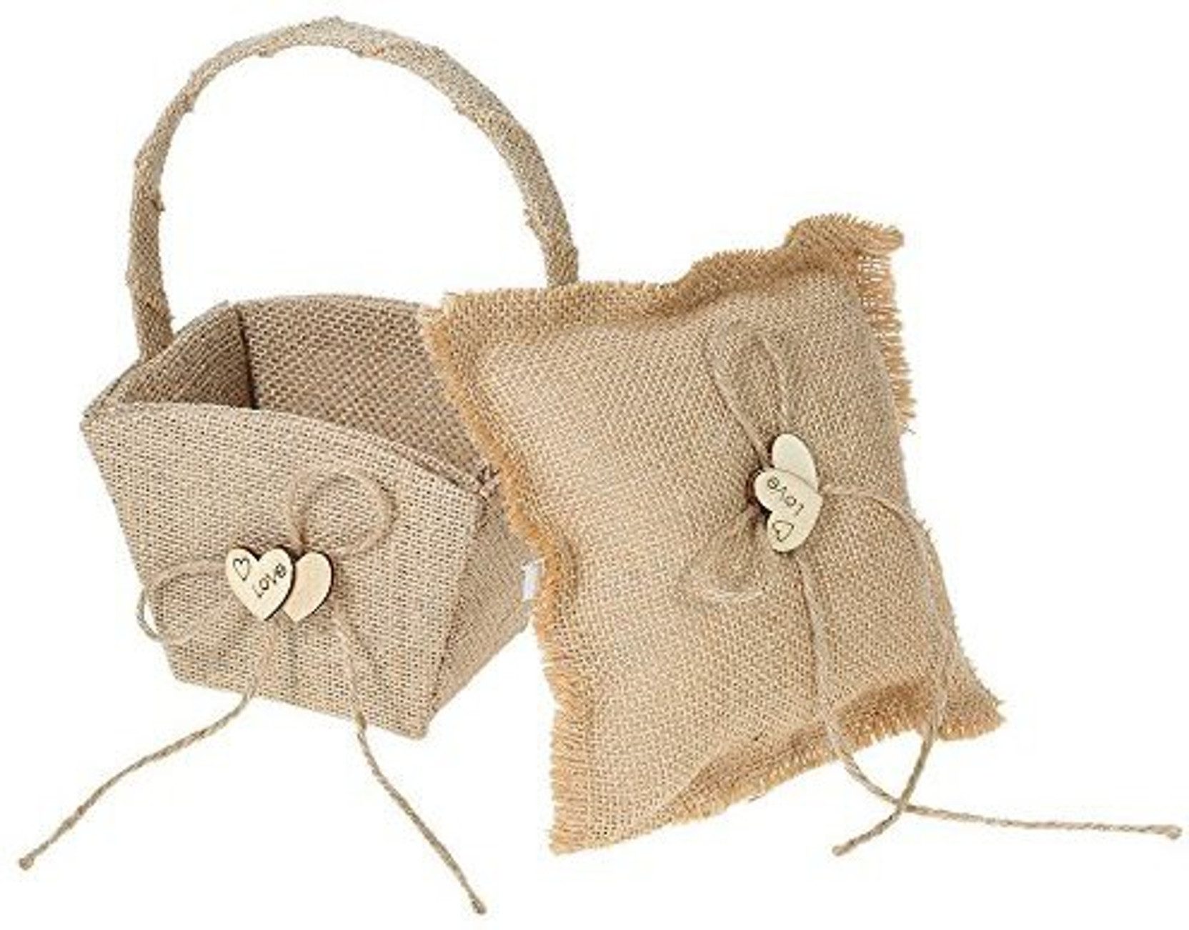 Decdeal Double Heart Ring Bearer Pillow And Rustic Wedding Flower