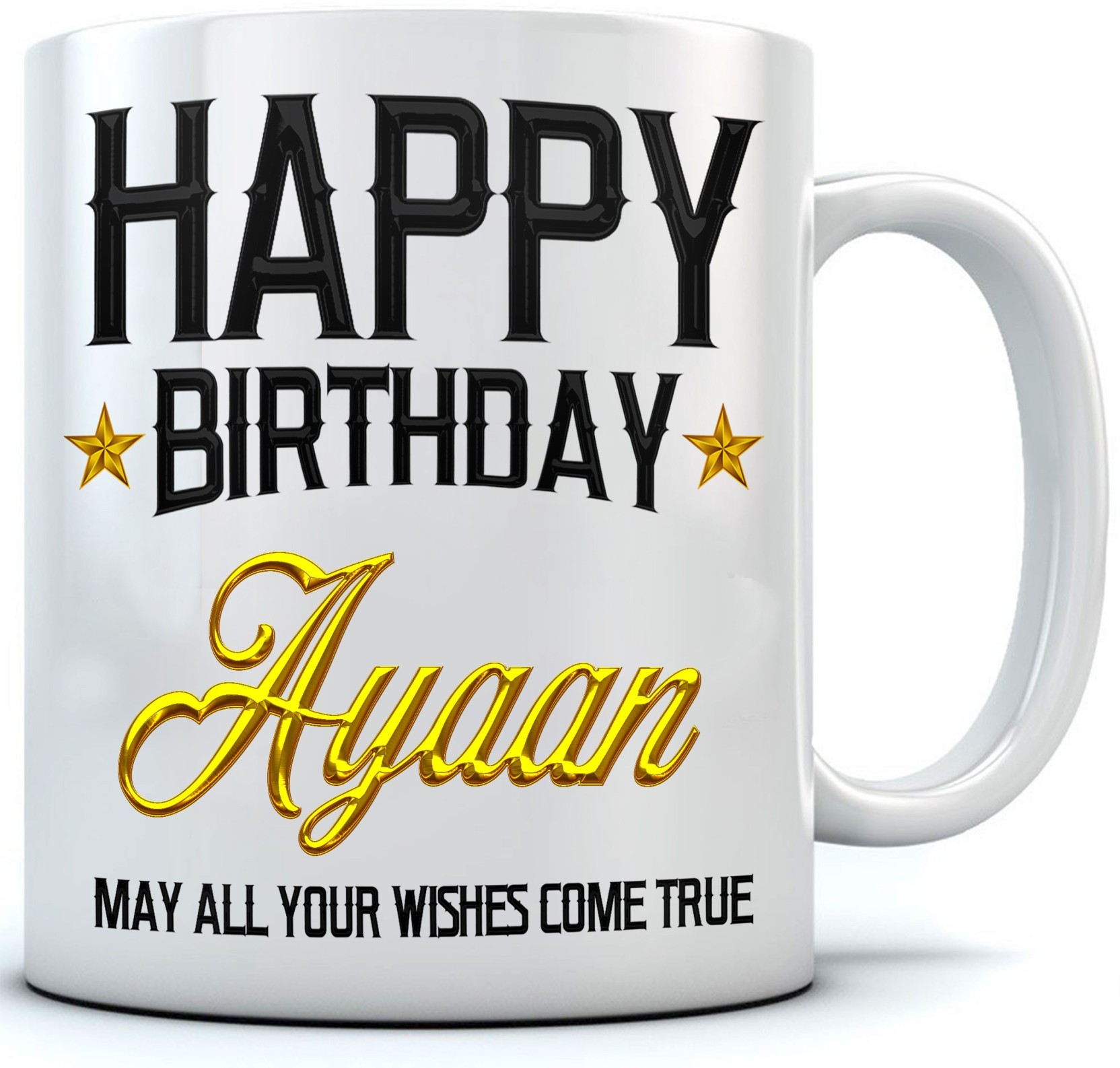 Ramposh Happy Birthday Ayaan Name Printed Ceramic Coffee 350 Ml