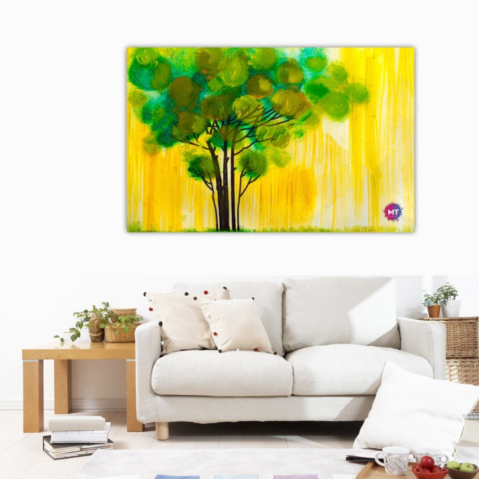 Chandras Abstract Colorful Tree Single Frame Panel Canvas