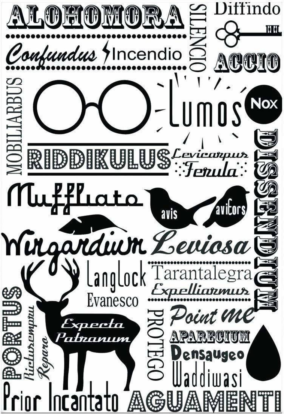 Wb Official Licensed Harry Potter Spells Art Poster A4 Paper Print