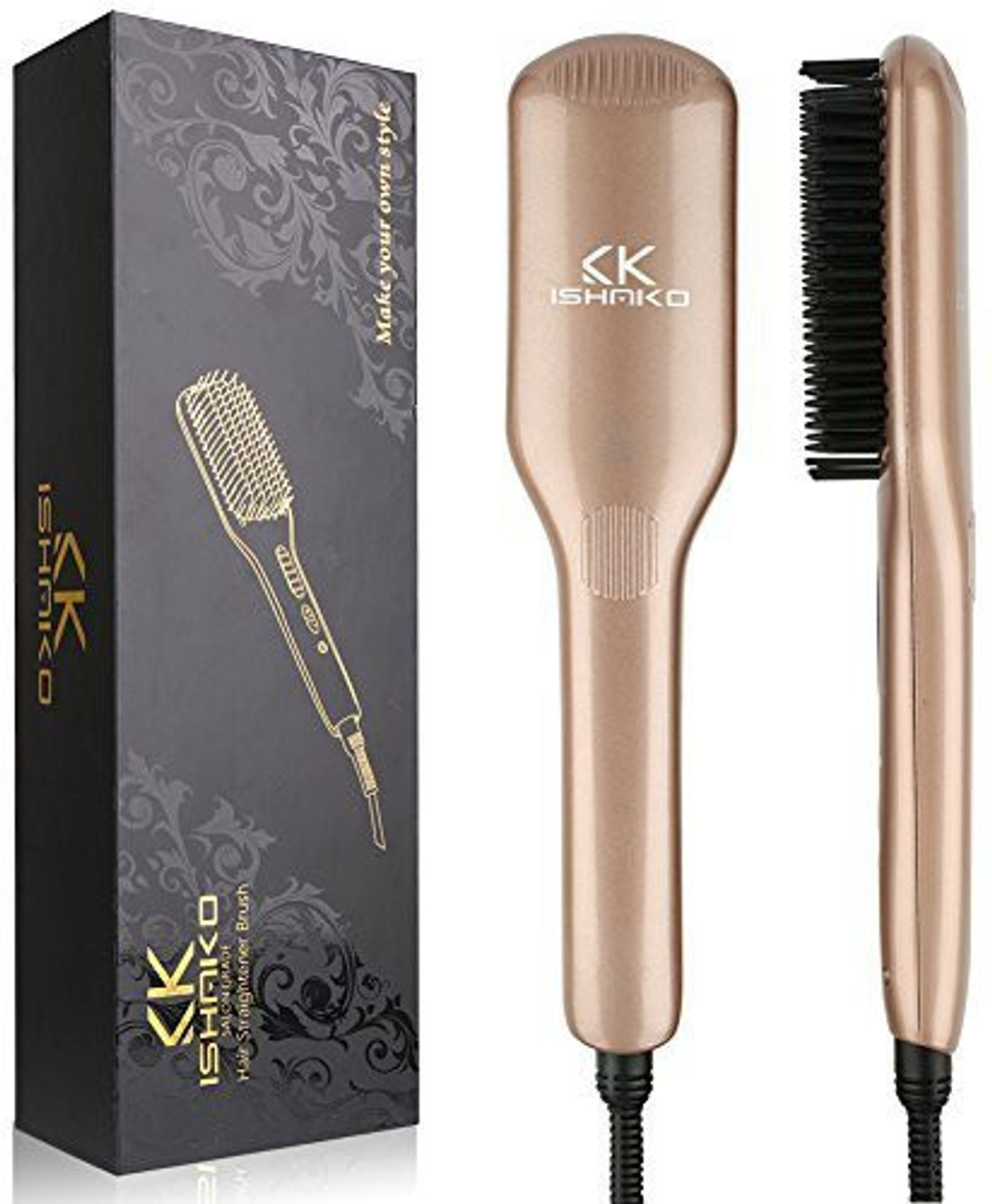 Ishako Hair Straightener Brush For Natural Hair Straightening Comb