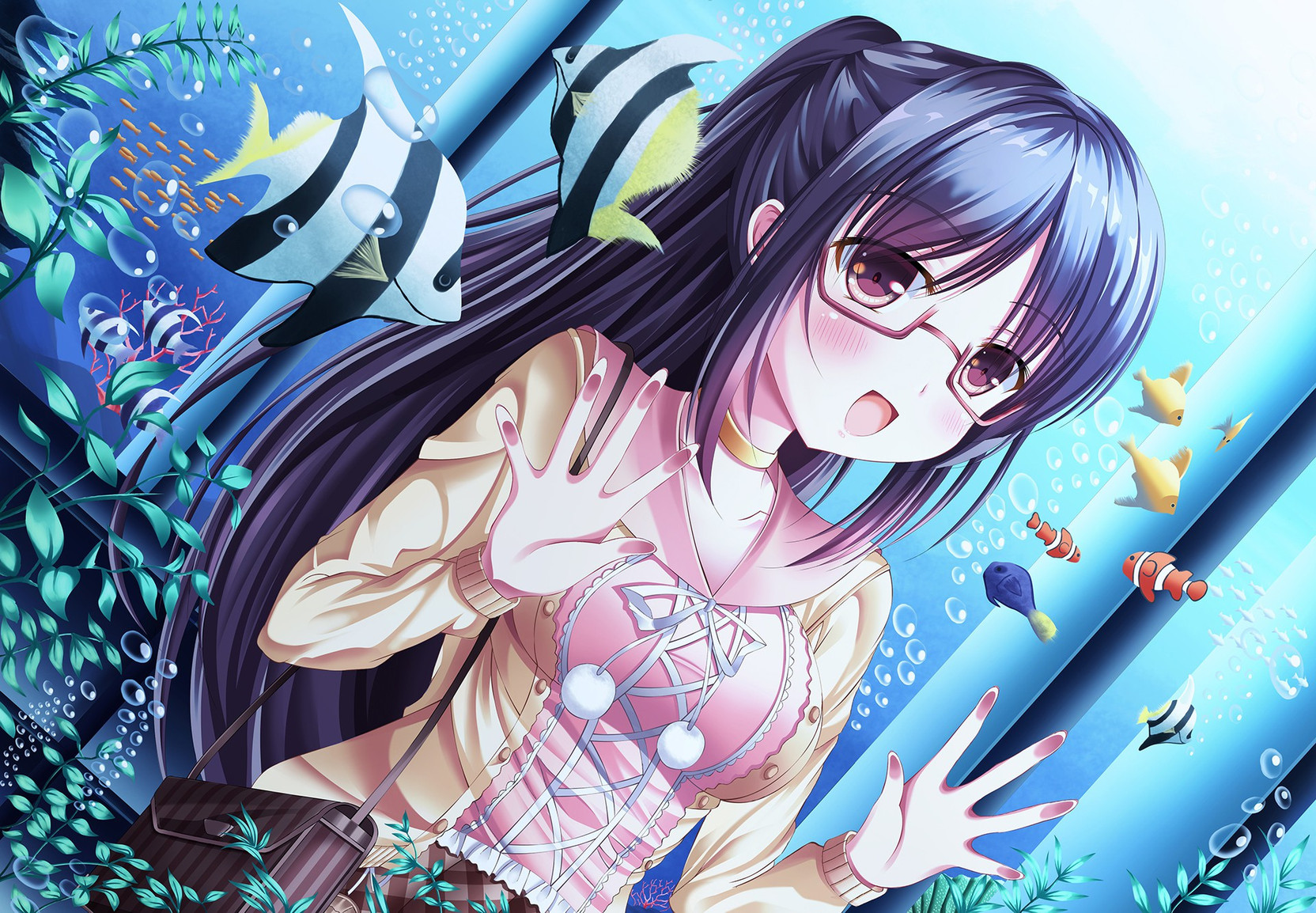 Athah Anime Original Girl Long Hair Ponytail Bubble Fish Water