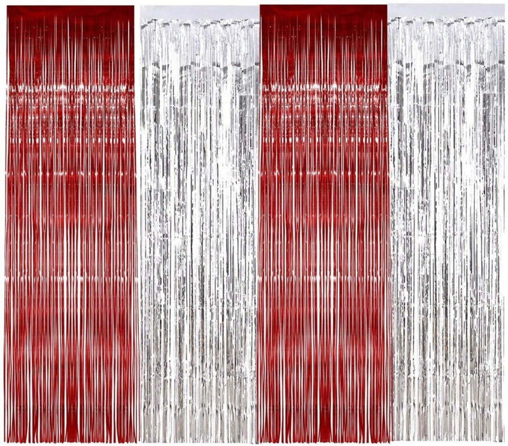 Theme My Party Multicolor Curtain Set Of 4 Silver 2 And Red 2