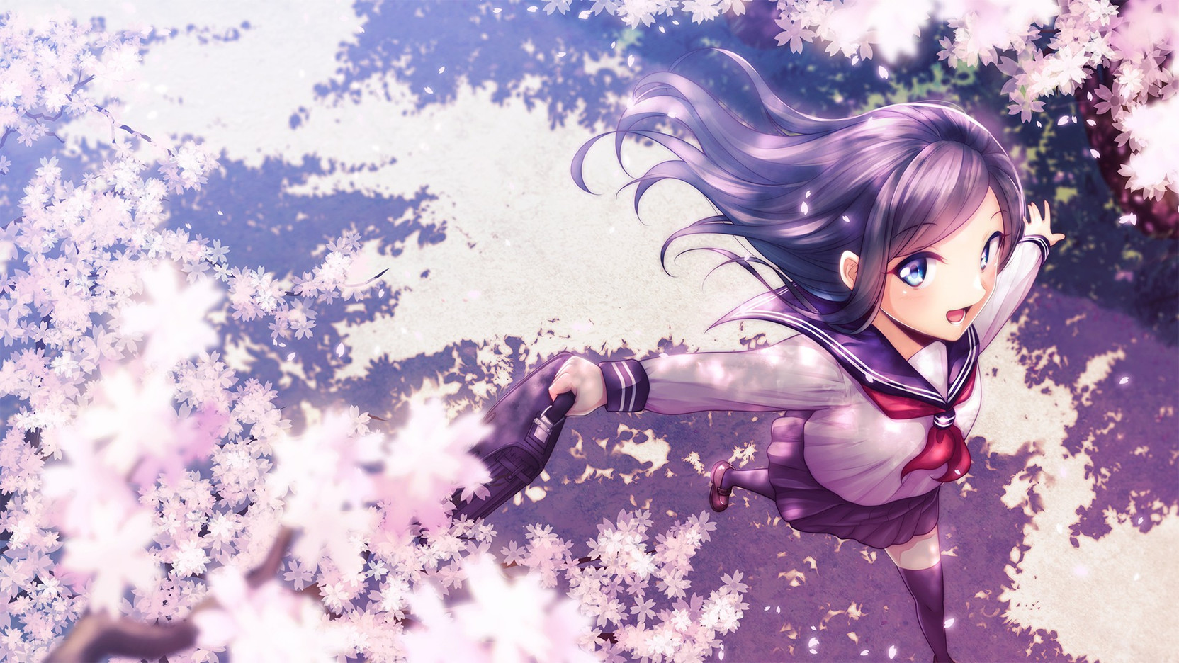 Athah Anime Original Girl Long Hair Purple Hair Cherry