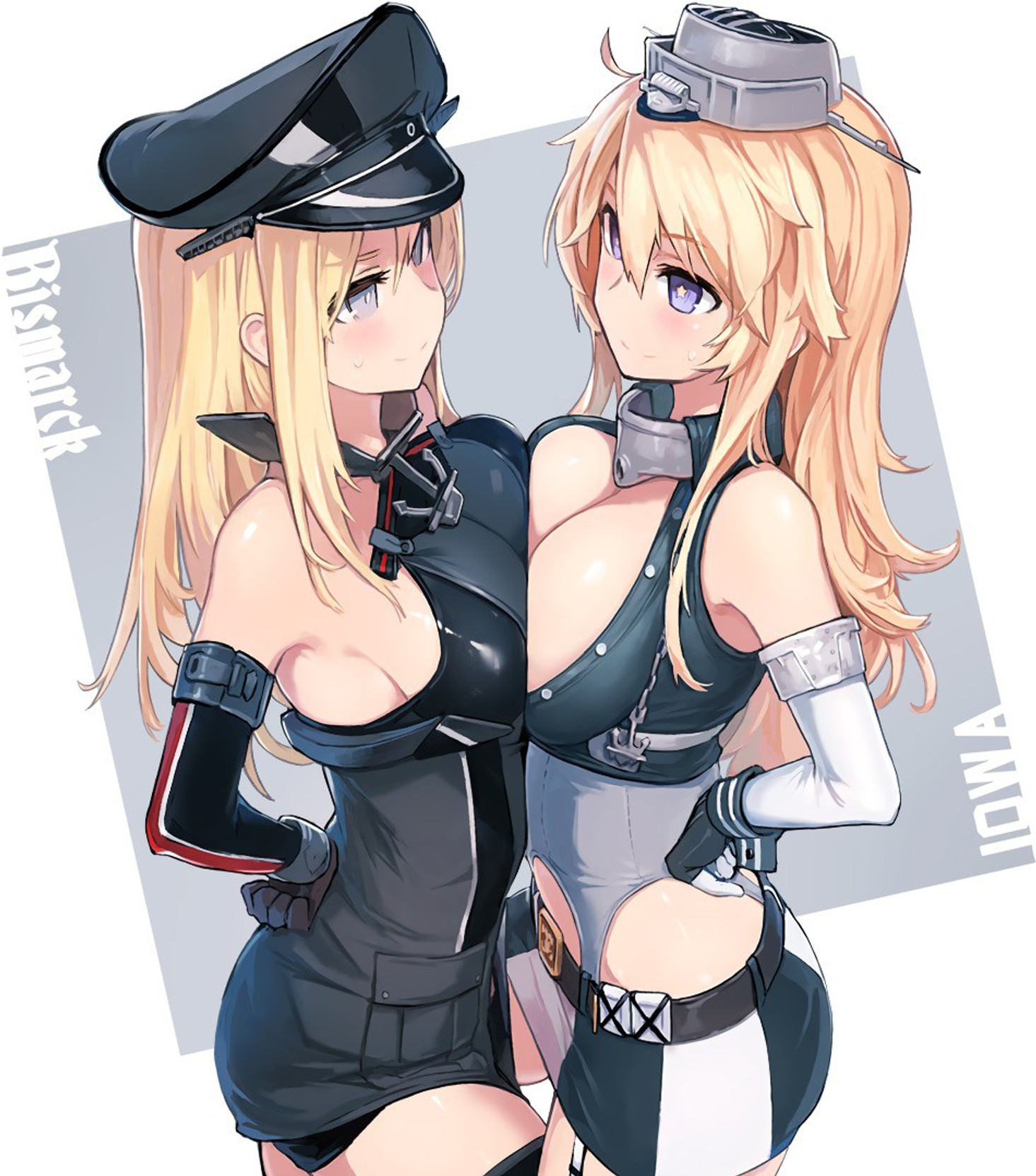 Athah Anime Kantai Collection Iowa Bismarck Hat Long Hair