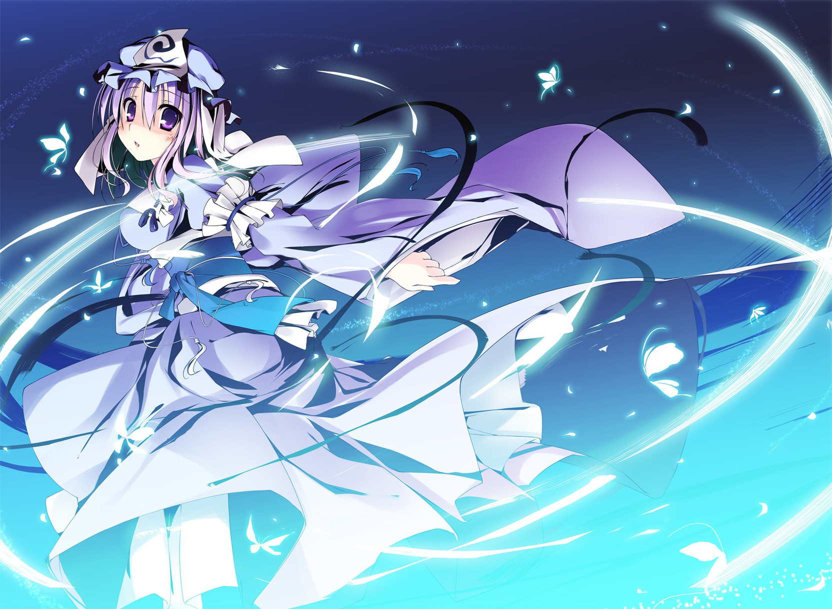 Athah Anime Touhou Yuyuko Saigyouji Japanese Clothes Kimono