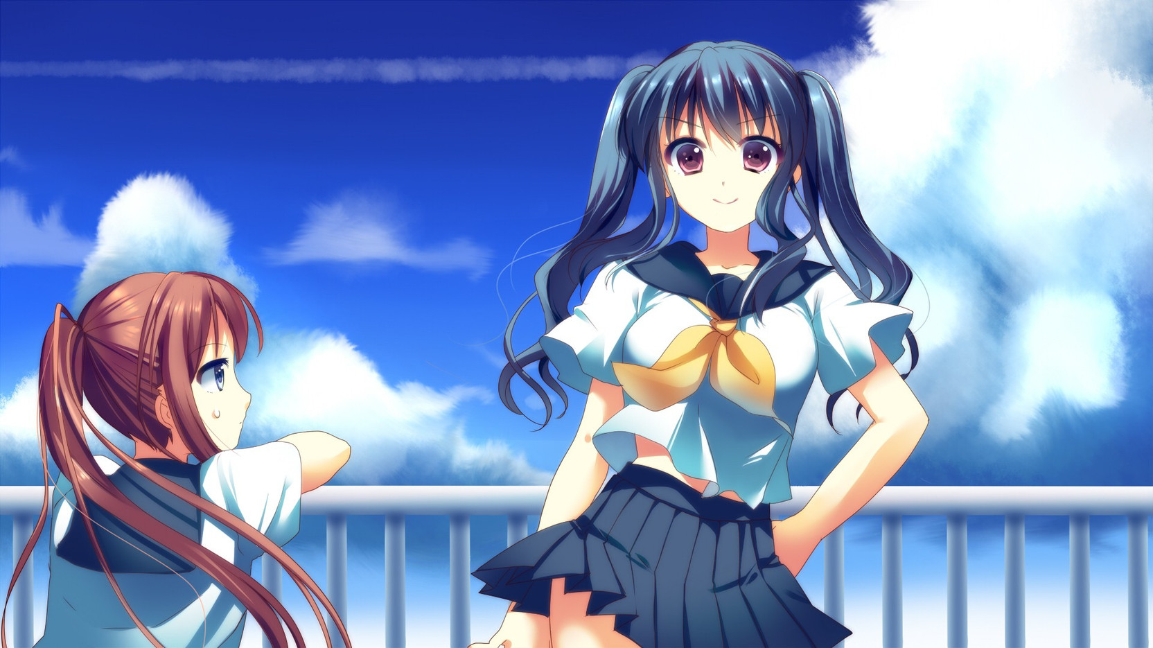 Athah Anime Original Girl Long Hair Twintails Ponytail Skirt