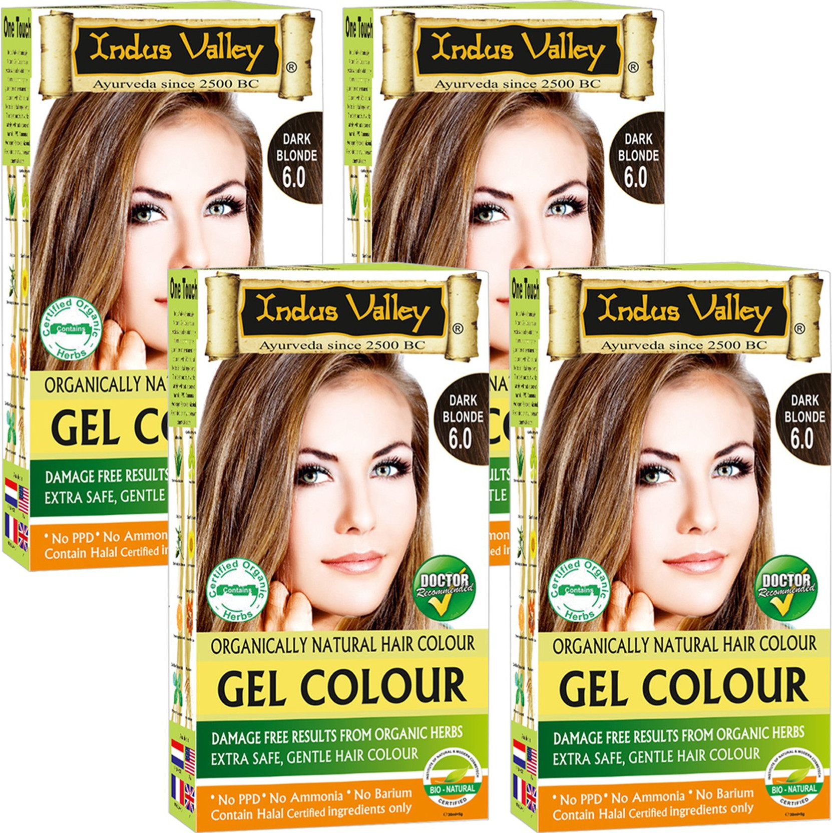 Indus Valley Gel Dark Blonde 6 0 One Touch Pack Set Of 4 Hair