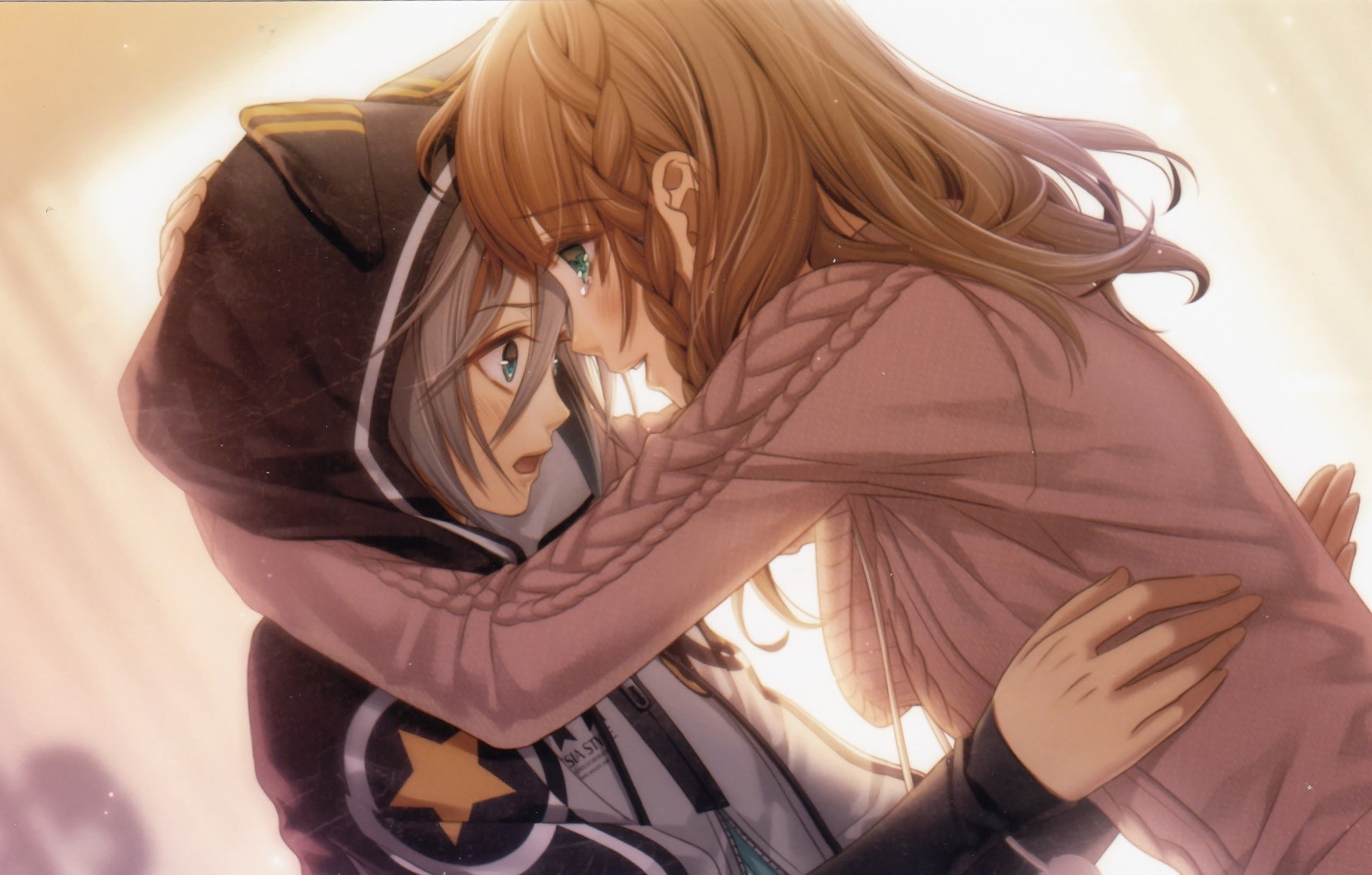 Athah Anime Amnesia Long Hair Brown Hair Green Eyes Braid Hoodie