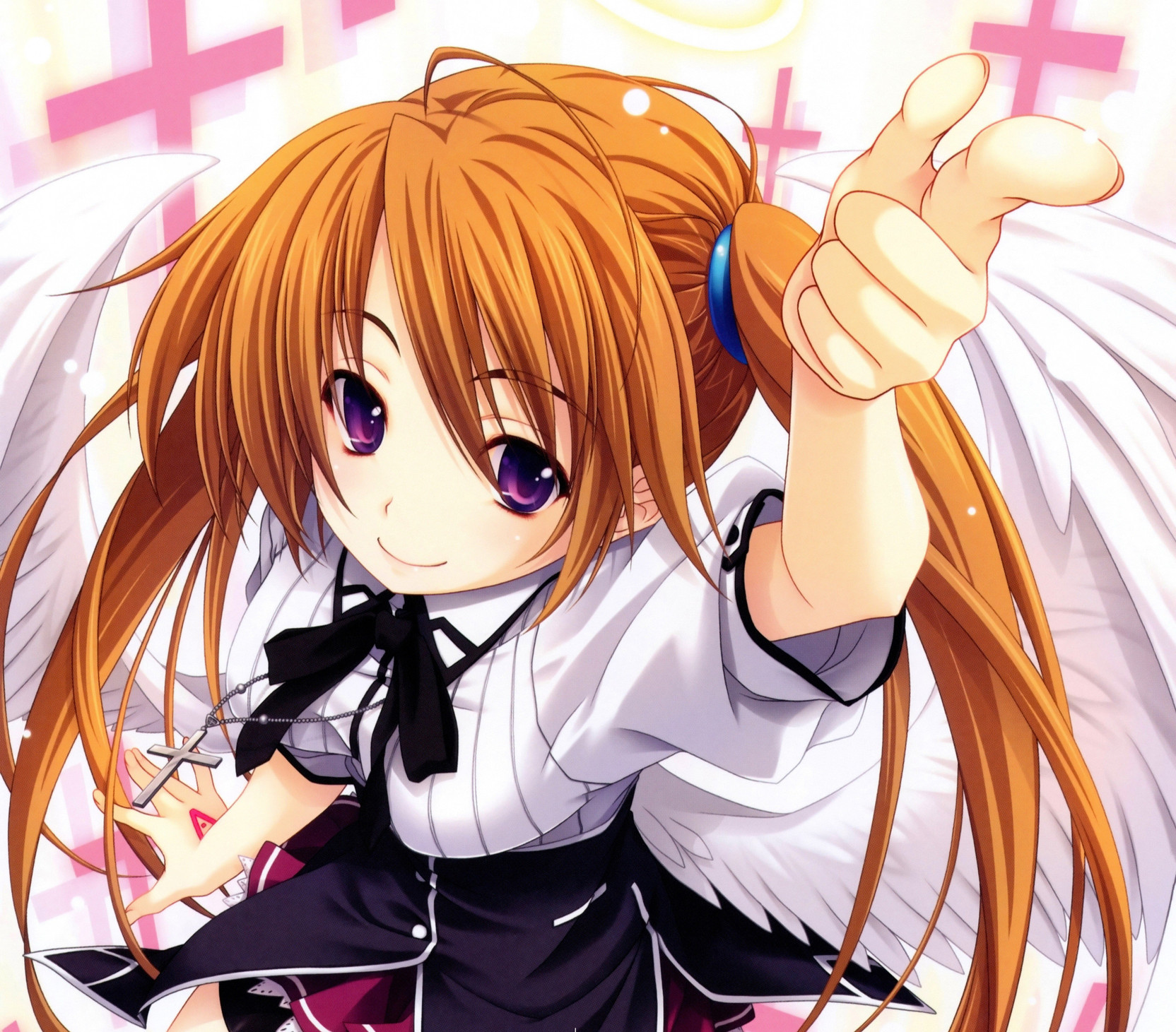 Athah Anime High School Dxd Long Hair Orange Hair Twintails Purple