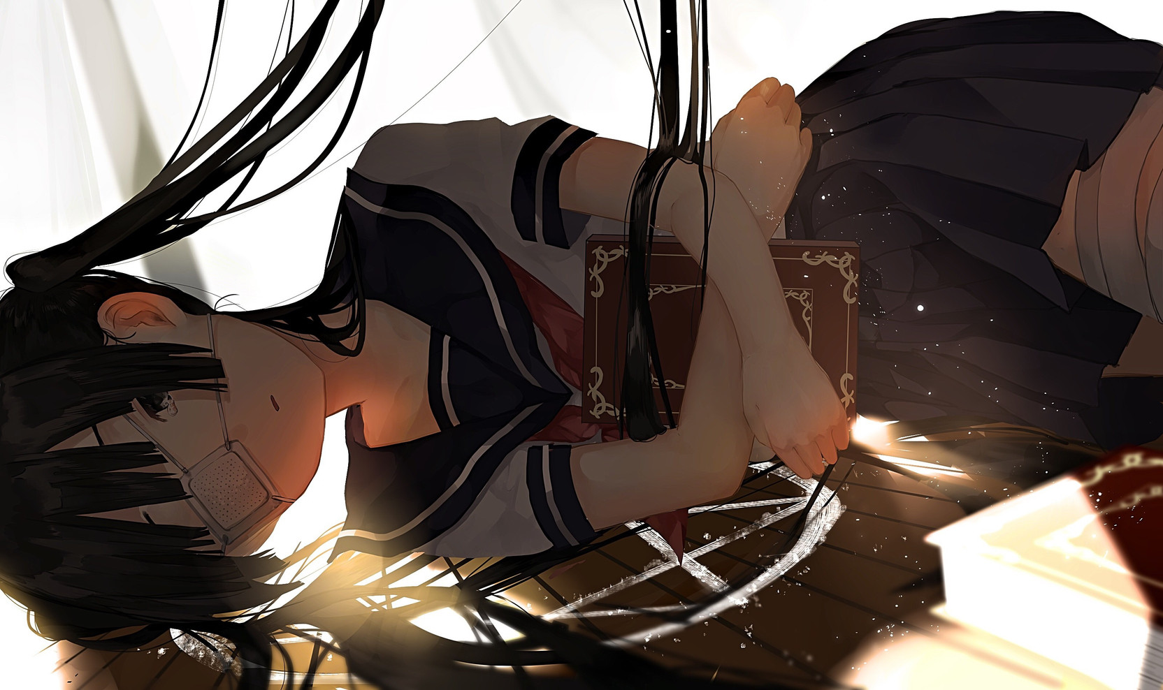 Athah Anime Original Girl Black Hair Twintails Schoolgirl
