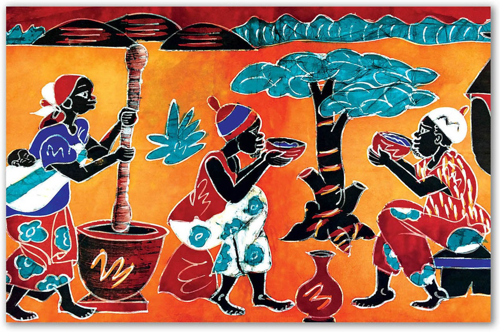 Tamatina Batik Art Canvas Painting Women Are Working