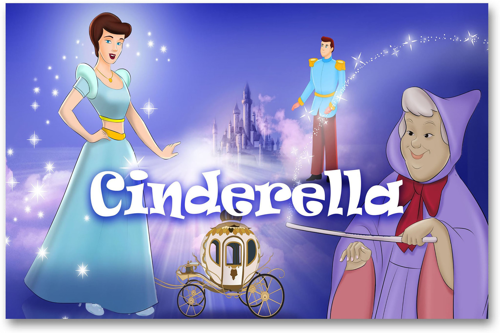 Children Room Wall Poster Cinderella Colorful Hd Quality