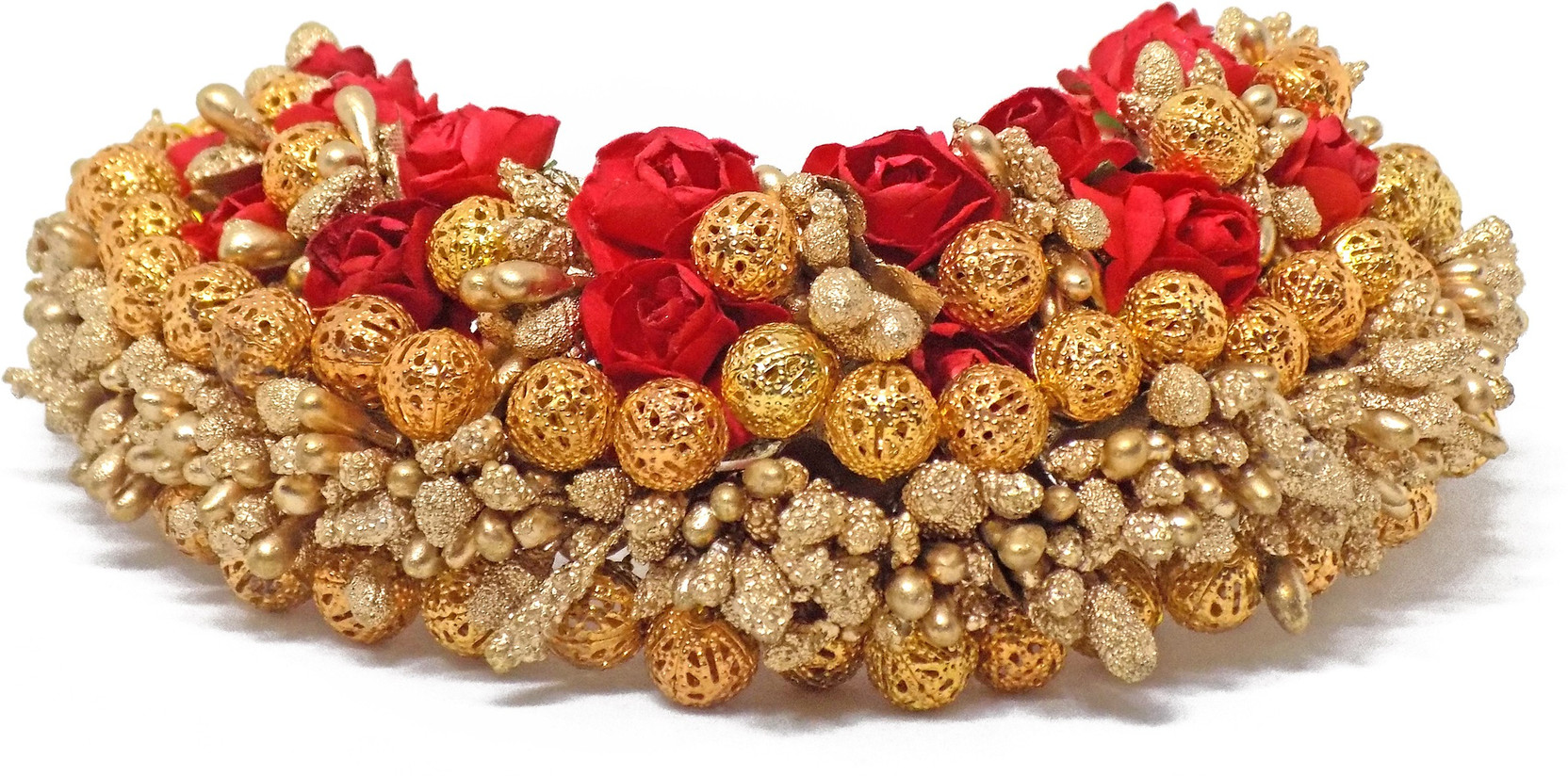 Fully Traditional Indian Hair Gajra Tissue Flower With Golden