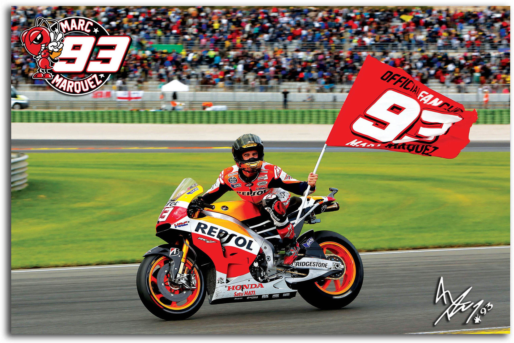 Moto Gp Wall Poster Marc Marquez Honda Rc213v Bike No