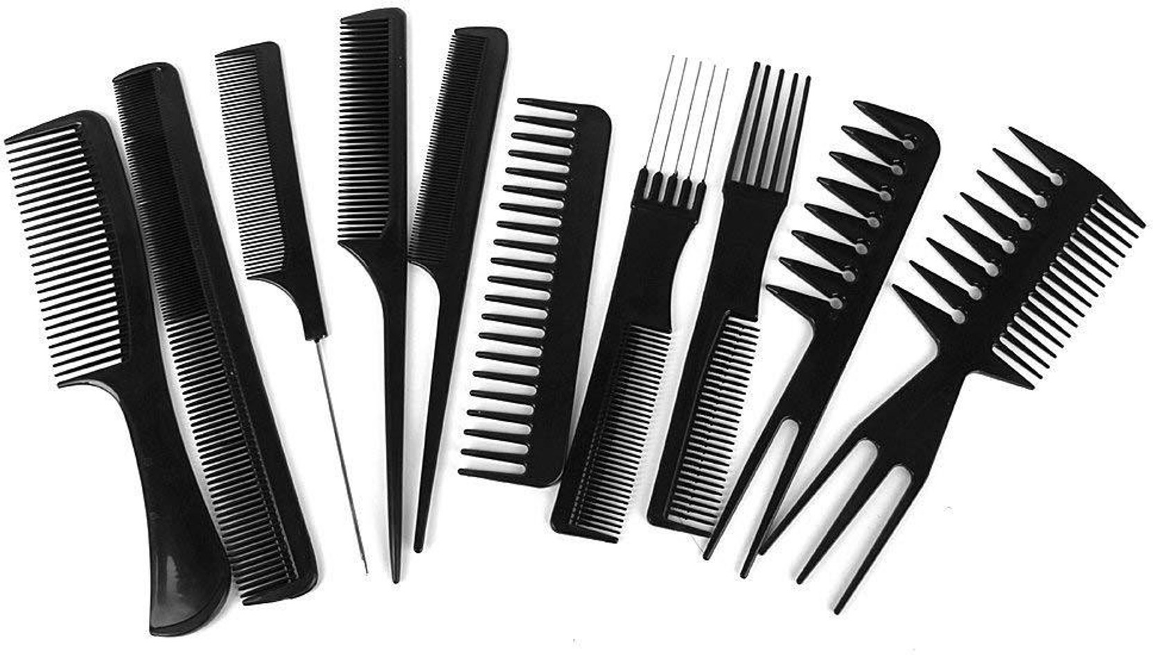 Rianz Salon Hair Styling Comb Set Black Set Of 10