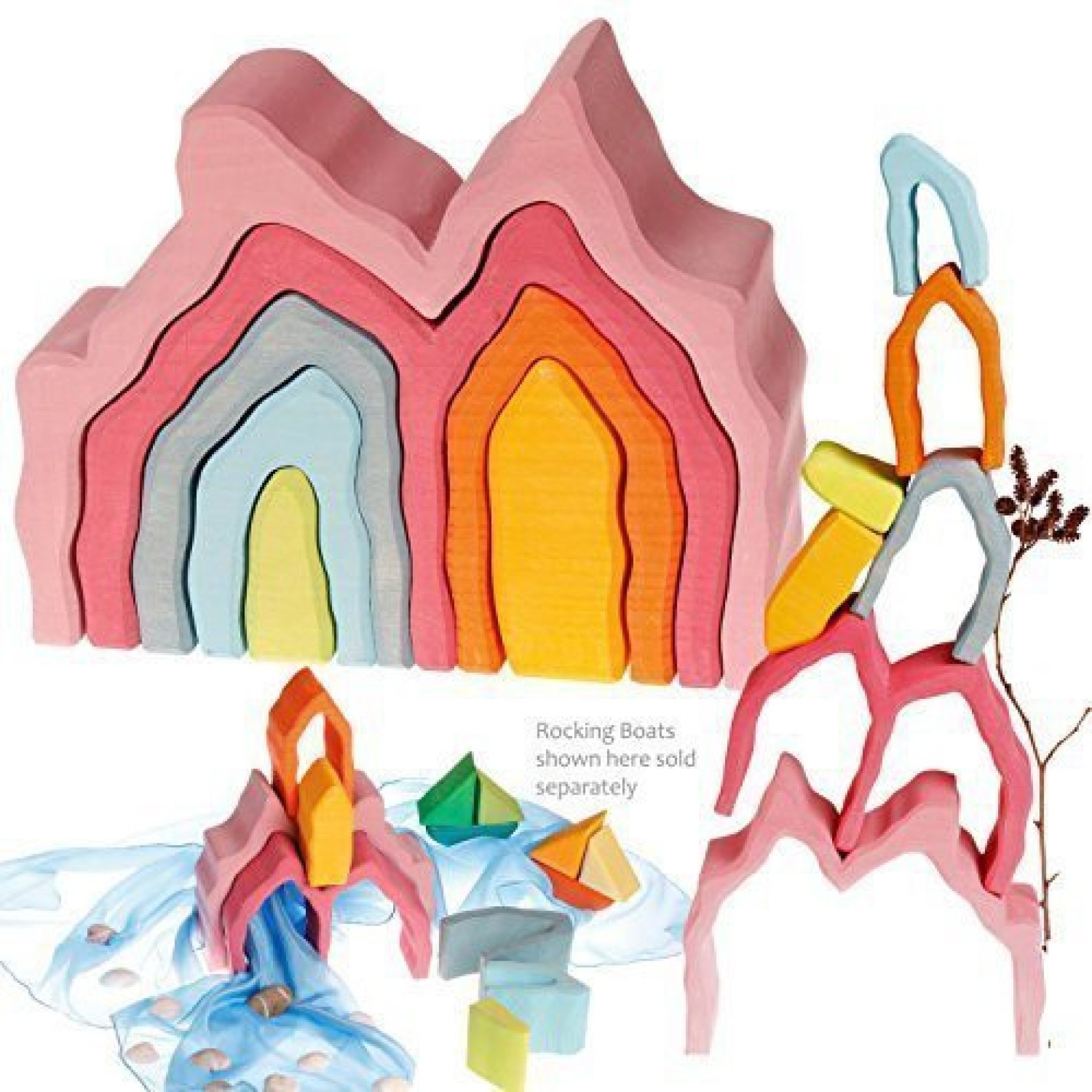 Grimm/’s Playful Blue Grotto Wooden Cave Arch Nature Blocks Nesting Stacking Puzzle Toy