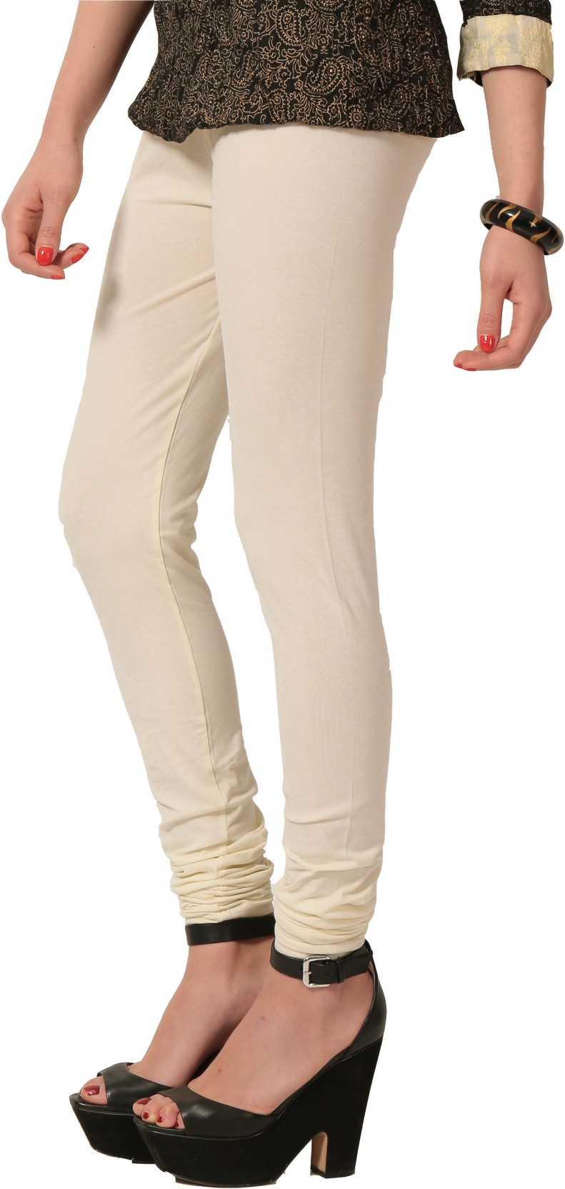 Colors & Blends Women's White Leggings - Buy Cream Colors & Blends ...