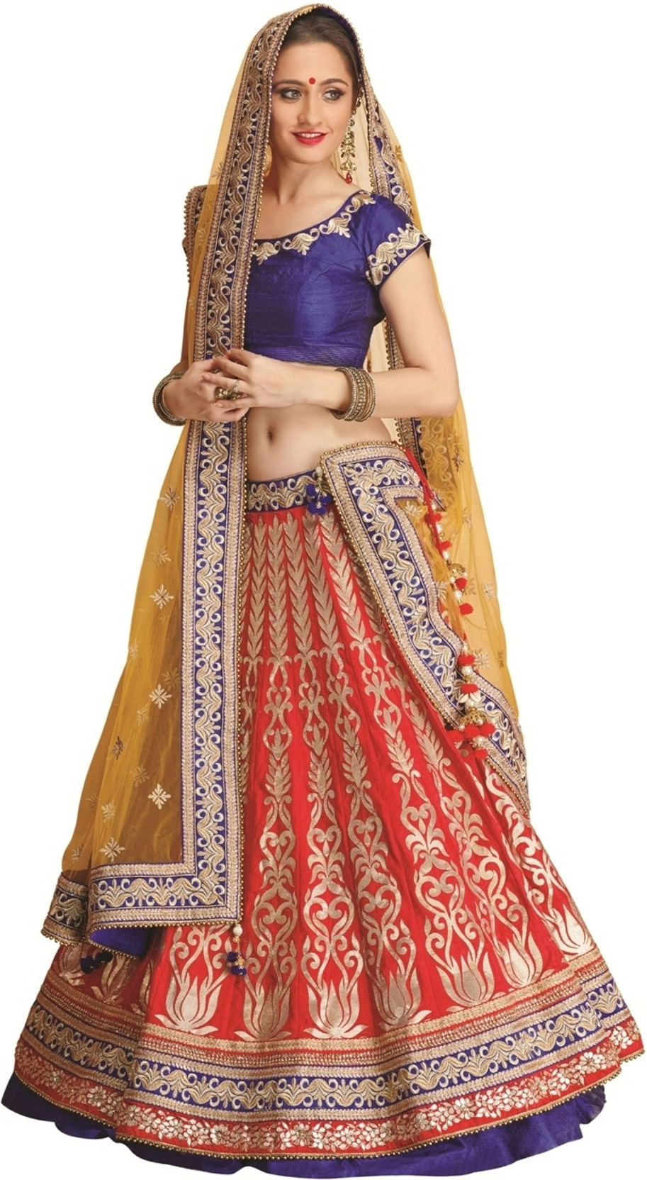Meena Bazaar Self Design Women's Buy Red Meena Bazaar Self Design