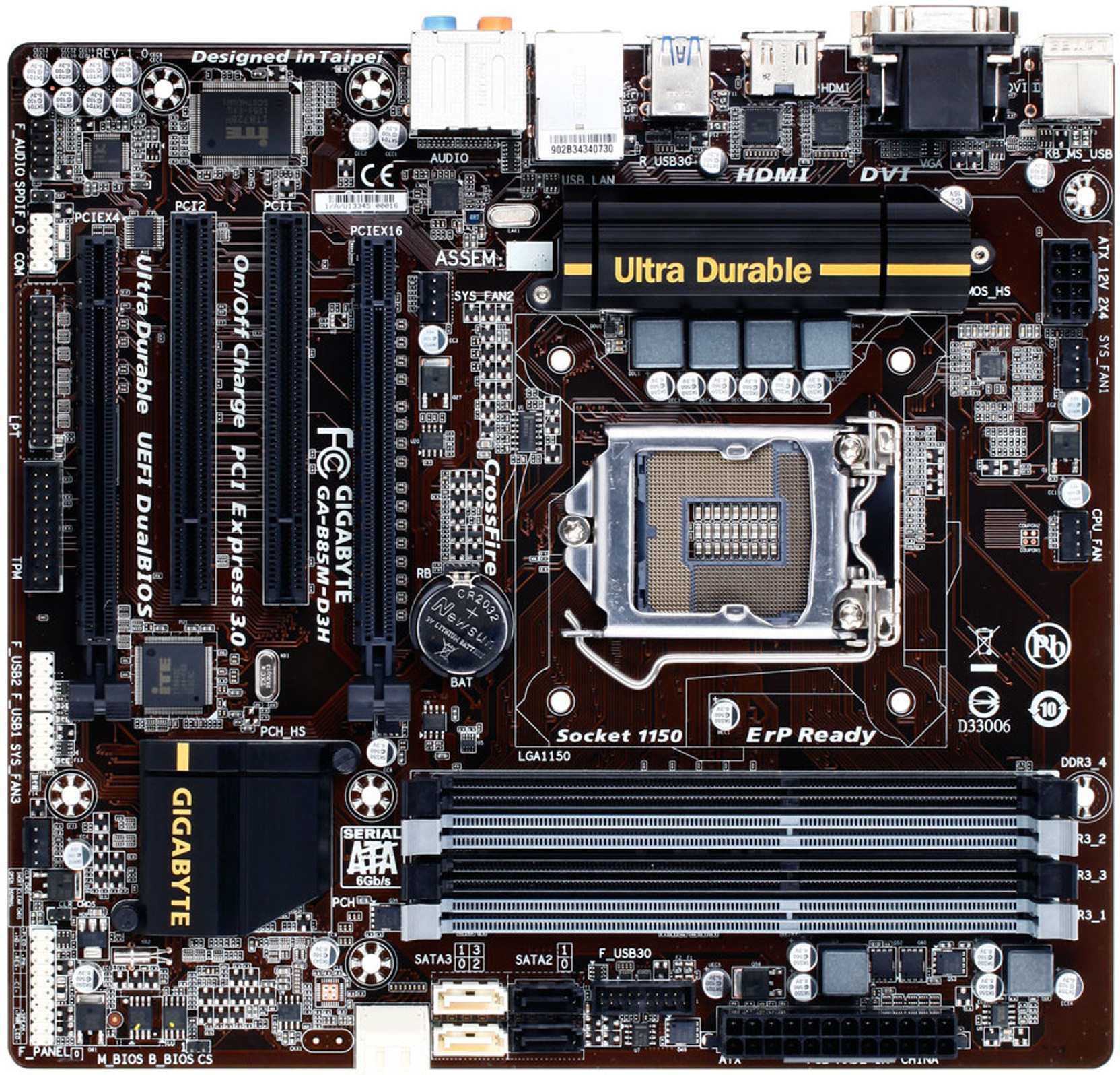 High-quality image of Gigabyte B850 motherboard showcasing PCI-E 5.0 support and modern technological design.
