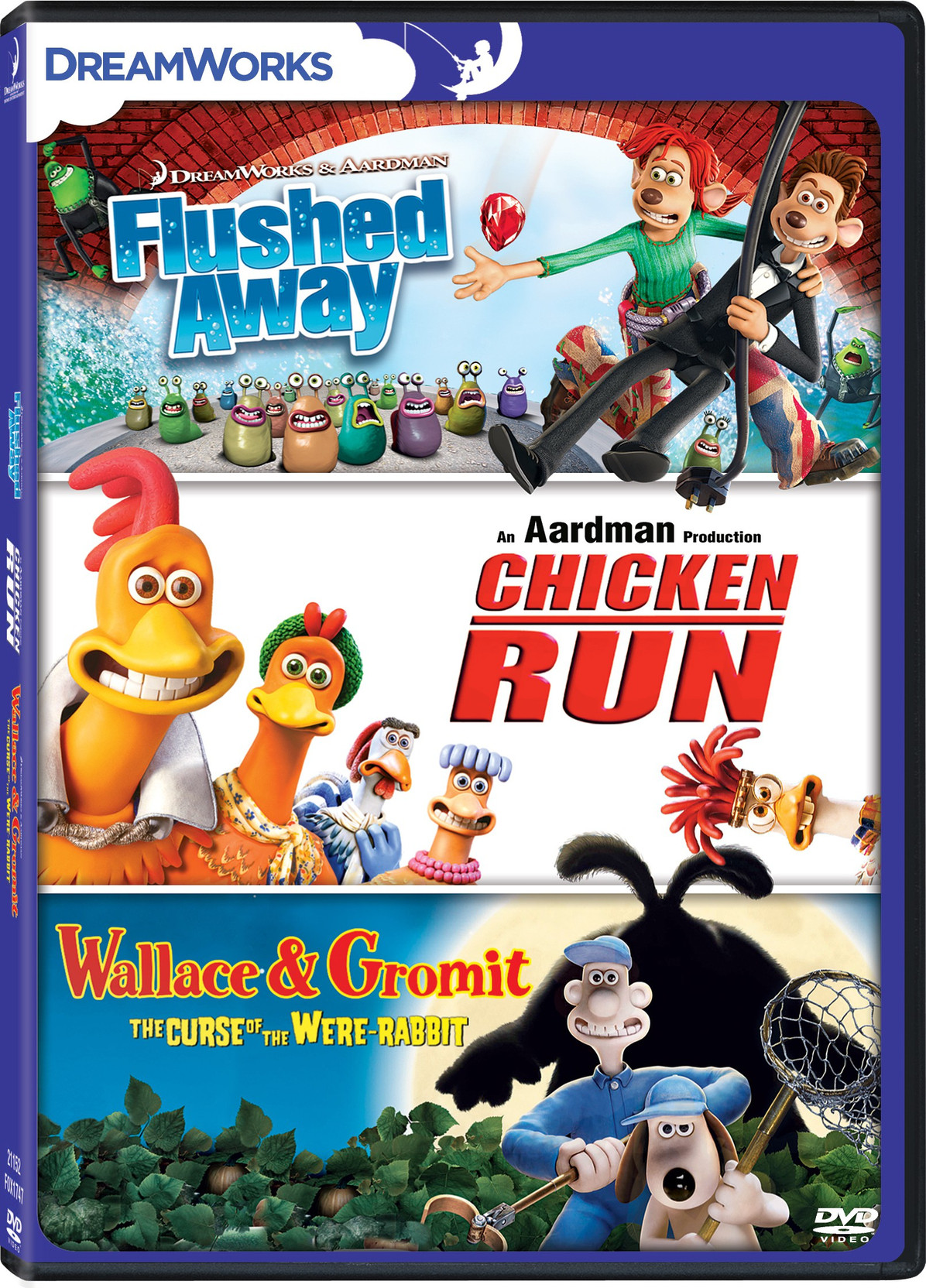 FLUSHED AWAY/CHICKEN RUN/WALLACE &amp; GROMMIT (3 DVD SET ...