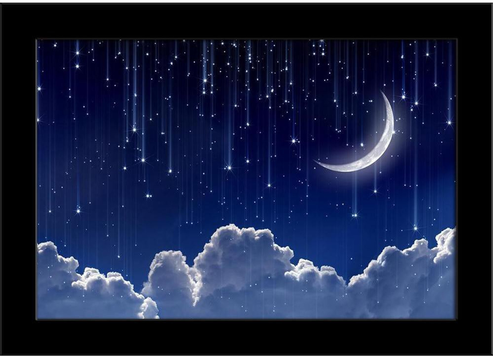 Artzfolio Night Sky With Moon And Stars Framed Art Print