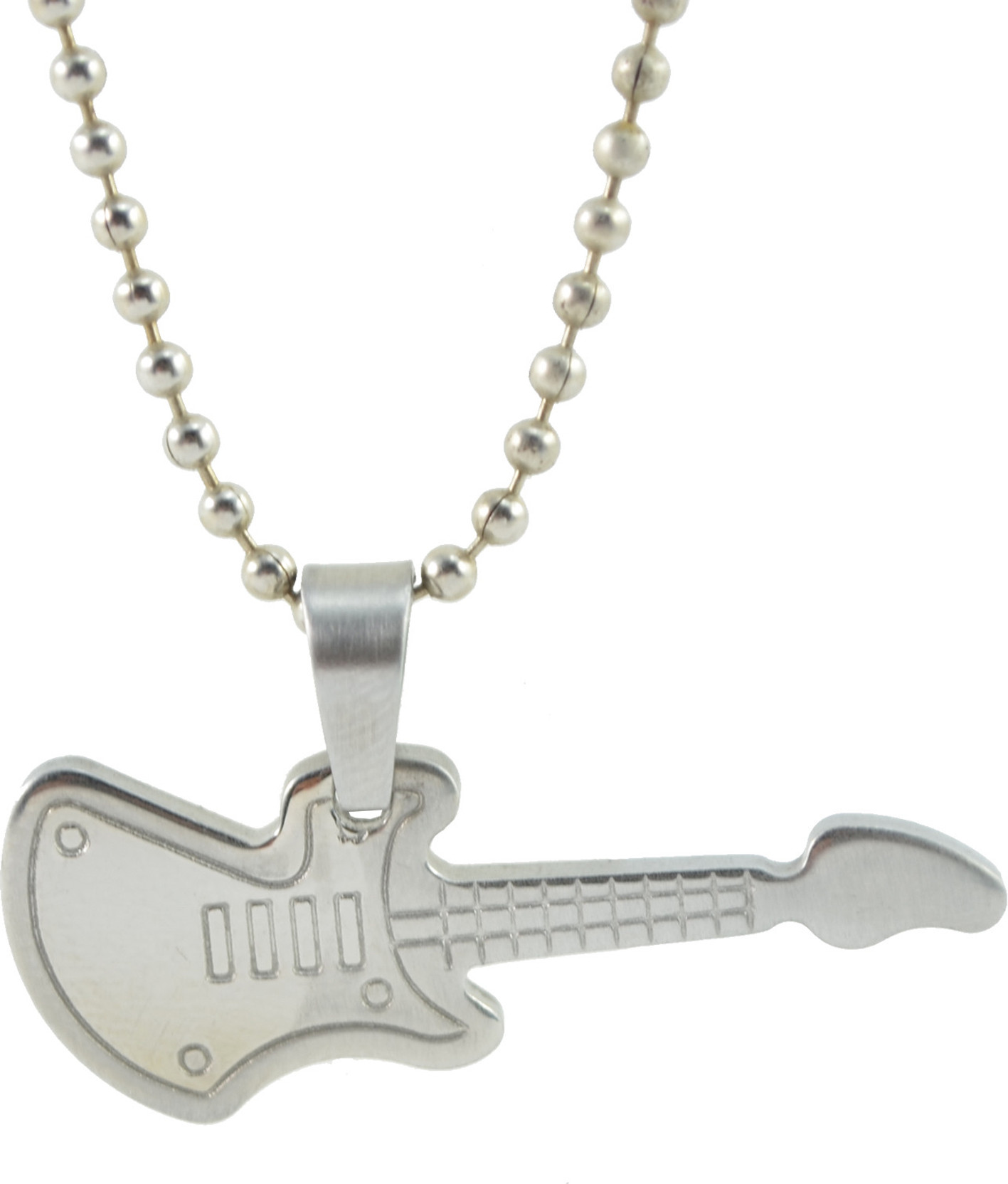 Diovanni Engraved Guitar Beats Designer Necklace For Men Silver