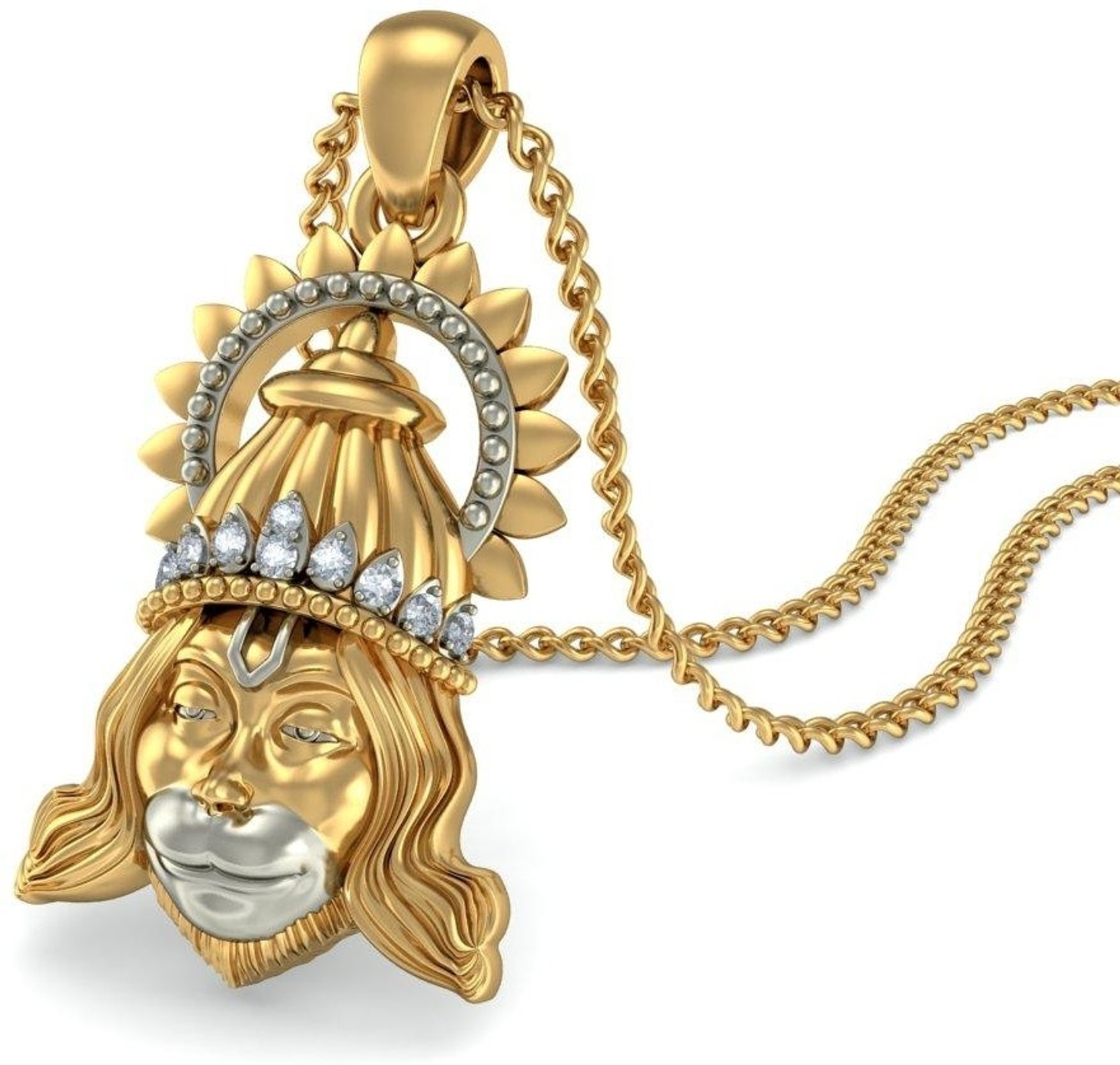 BlueStone The Jai Hanuman Diamond Yellow Gold Pendant Price in India