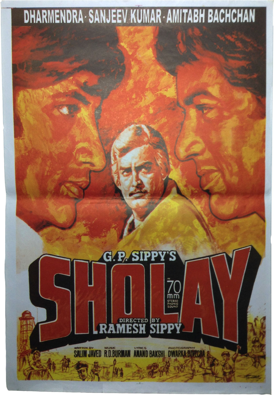 Vintage Bollywood Original Reprinted Sholay Large Poster Paper Print