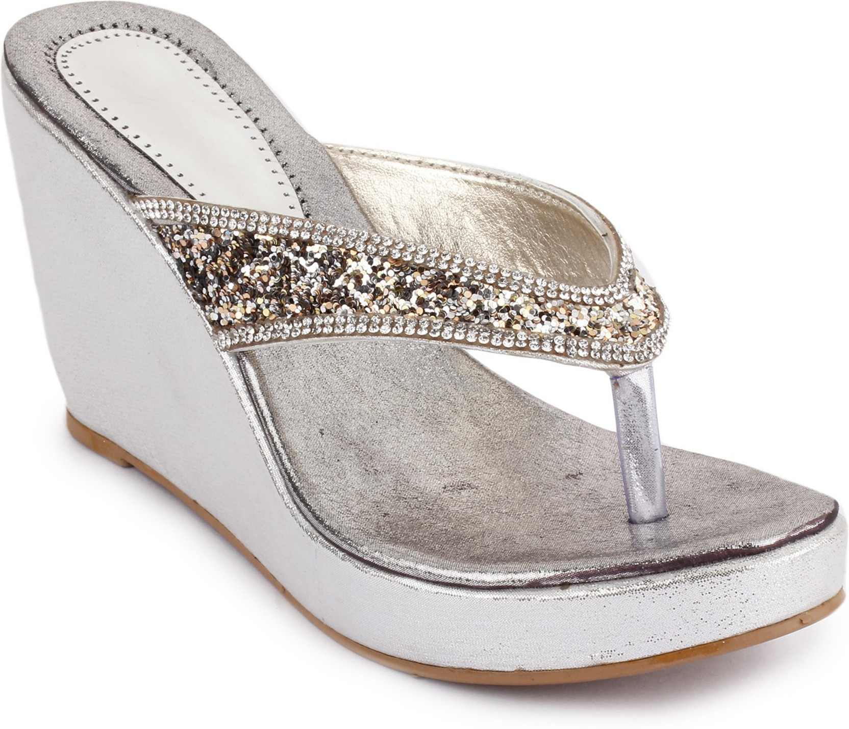 Choclate Women SILVER Wedges - Buy SILVER Color Choclate Women SILVER Wedges Online at Best 