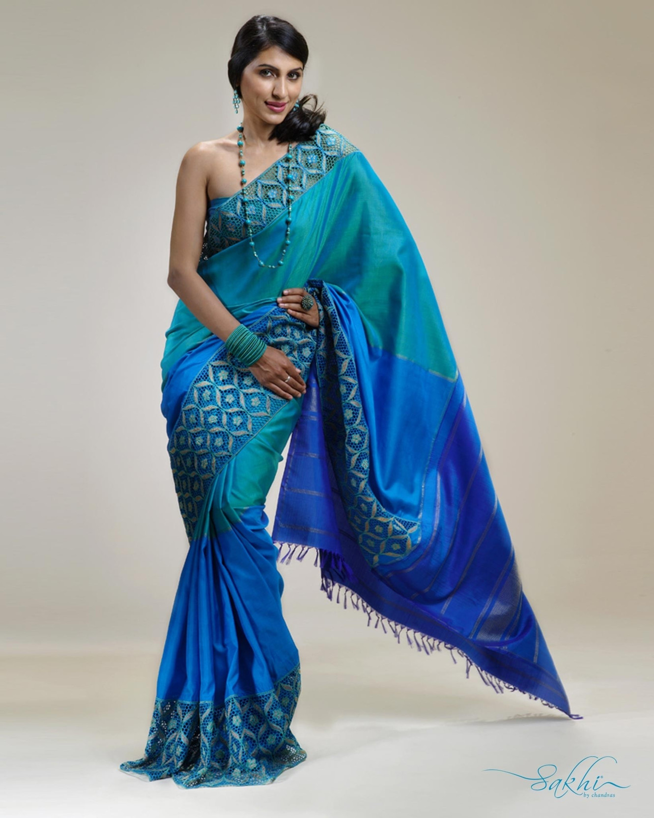 Buy Sakhi Fashions Printed Silk Blue Sarees Online @ Best ...
