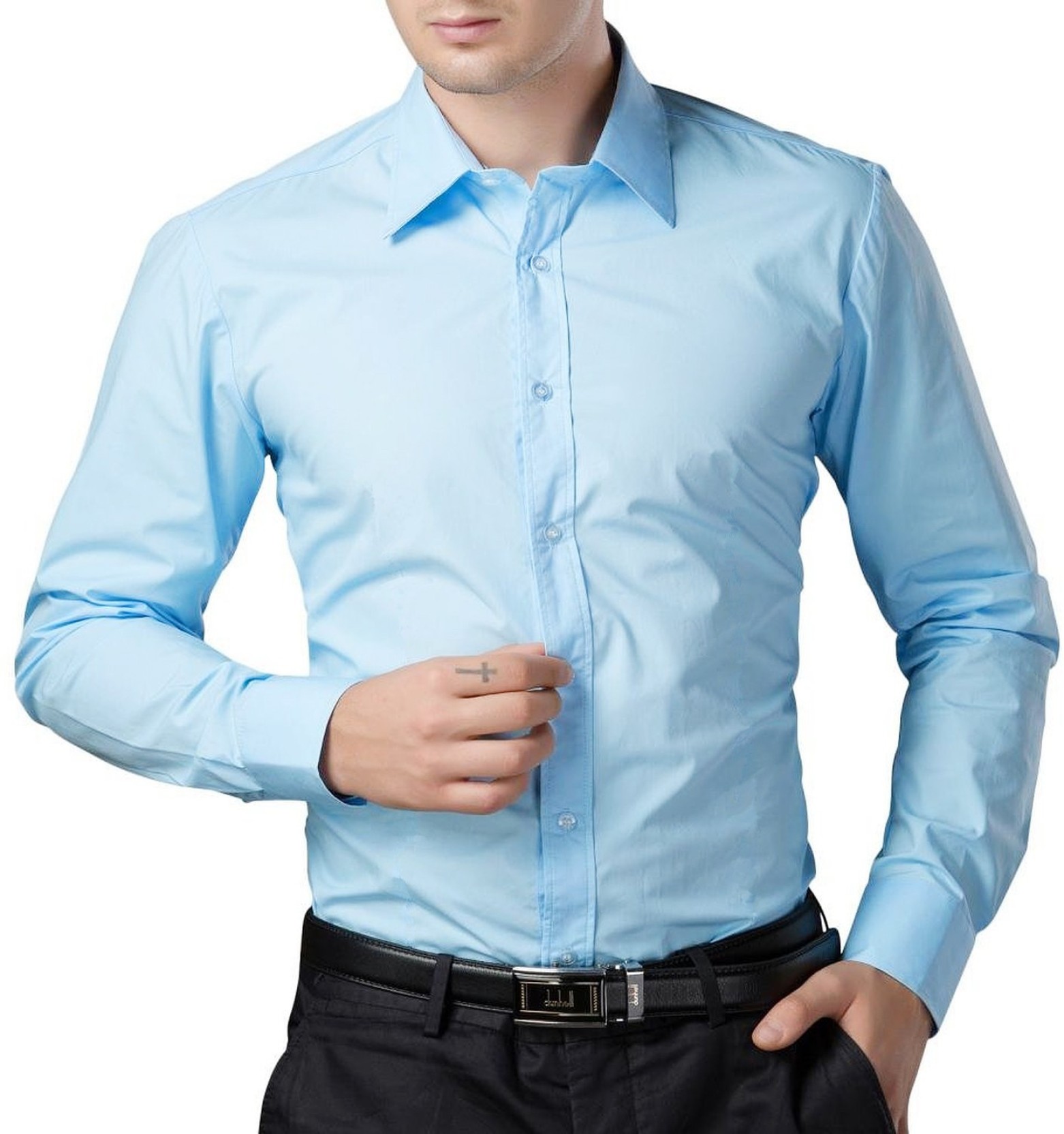Being Fab Men's Solid Formal Blue Shirt - Buy Sky Blue Being Fab Men's