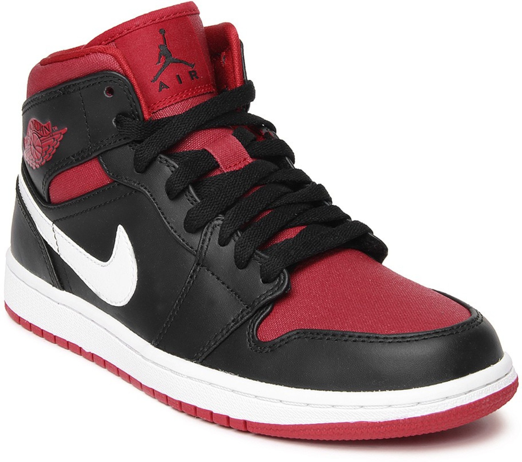 Nike Air Jordan 1 Mid Basketball Shoes Buy BLACK/GYM REDWHITE Color