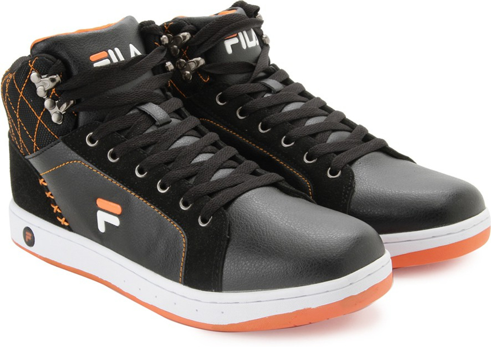 fila patric mid ankle sneakers buy blk org color fila fila shoe size chart uk