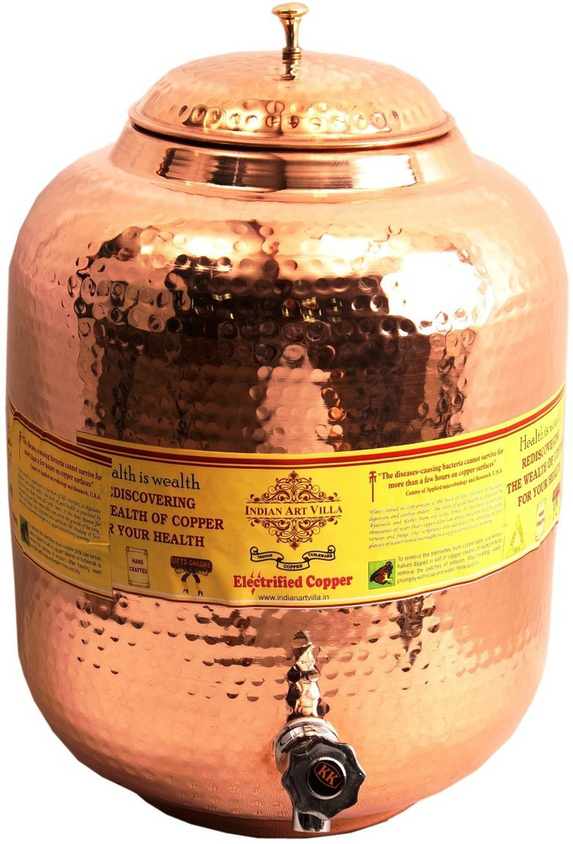 IndianArtVilla Copper Water Pot Tank Dispenser with Tap 