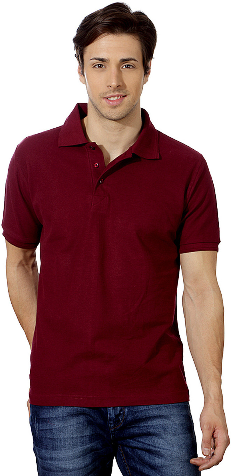 Top Notch Solid Men's Polo Neck Maroon T-Shirt - Buy Burgundy ( Maroon ...