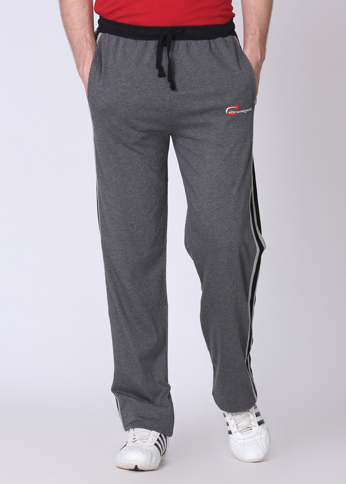 Chromozome Solid Men's Grey Track Pants Buy Charcoal with Blk