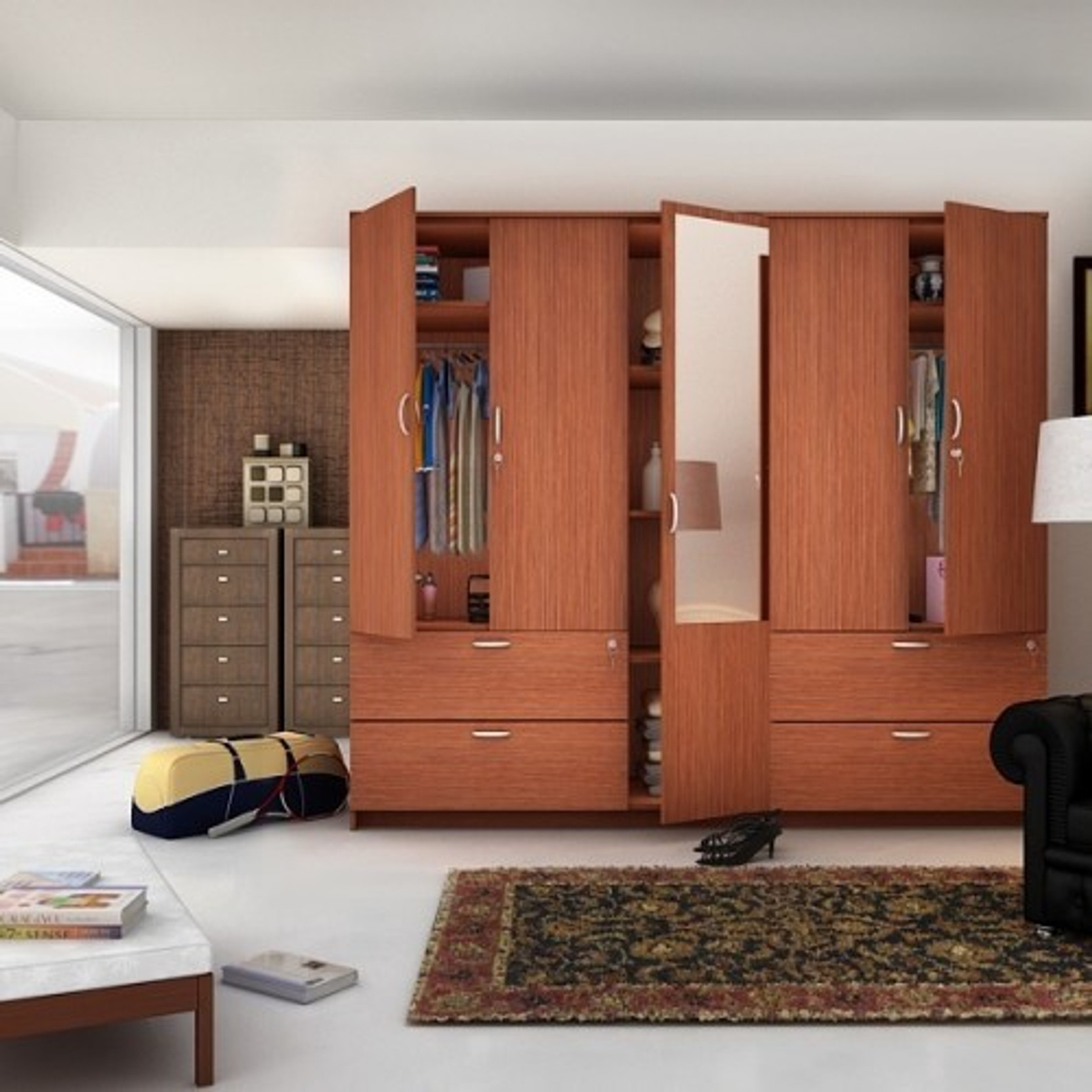 Housefull Engineered Wood 5 Door Wardrobe Price In India