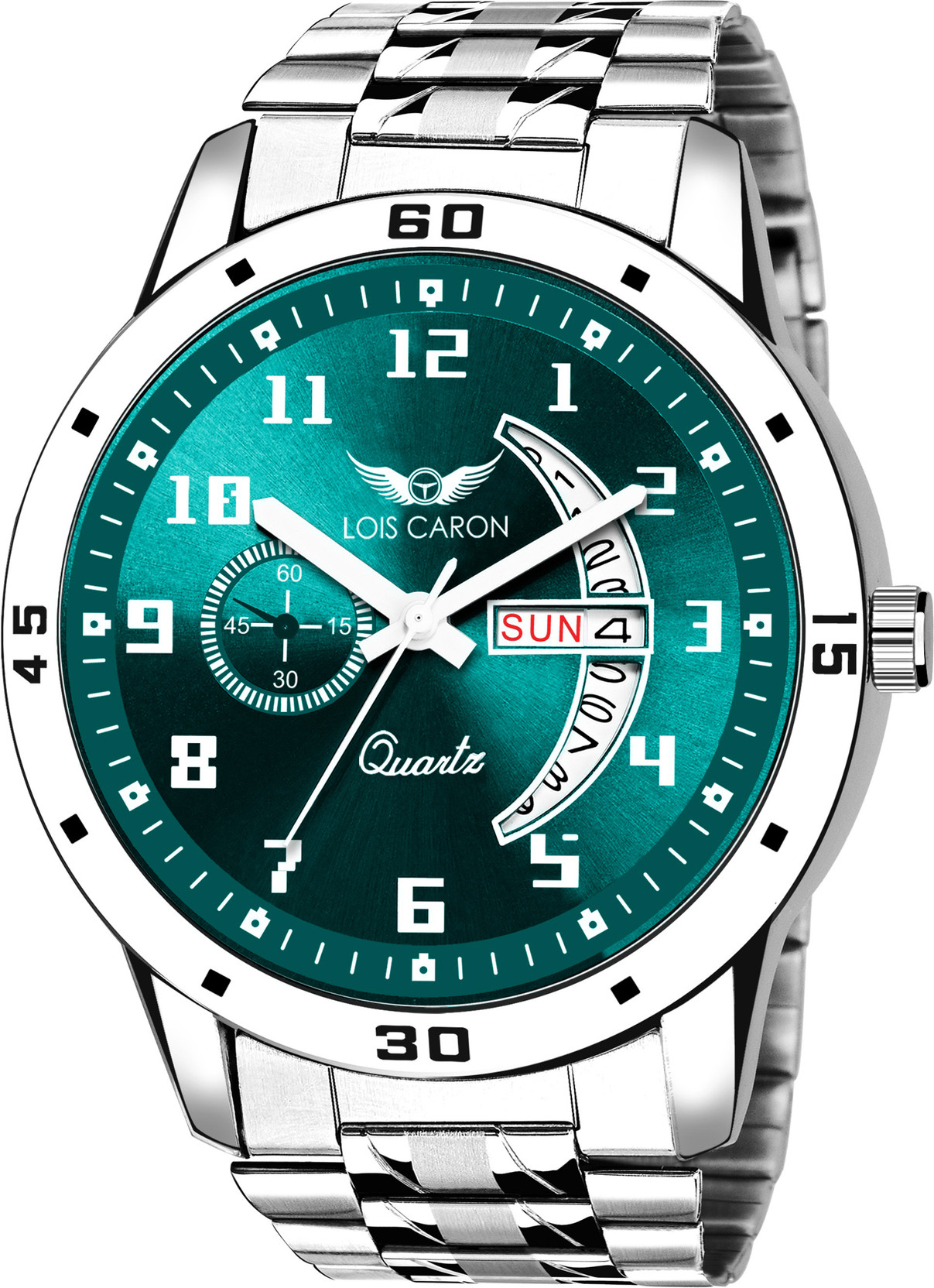 LOIS CARON LCSS-8326 Trending Day & Date Series Stainless Steel Chain for Boy Analog Watch  - For Men