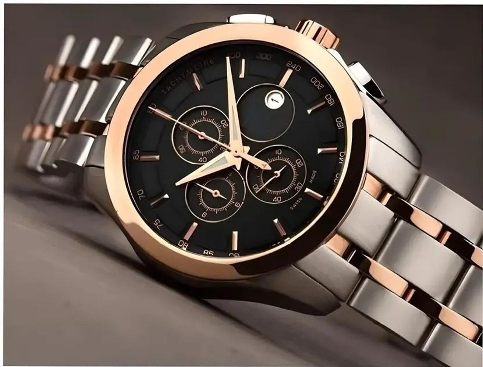 Lucifer Date Function Working Watch for Man Stainless Steel Chain With Push Button Lock Stylish Luxury Watch for Boys Analog Watch - For Men