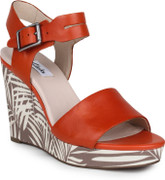 clarks orange wedges