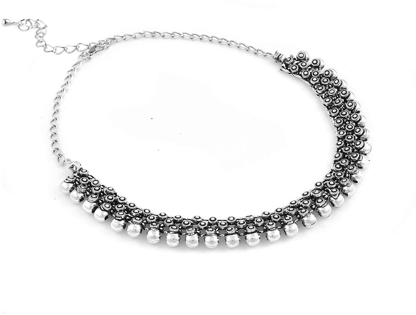 BELLORRE Oxidised German Silver Plated Choker Necklace for Women & Girls Brass Necklace