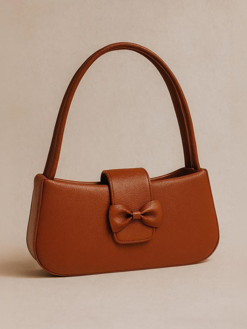 ZNOVELLE Women Tan brown Shoulder Bag - Stylish Bow-Detail Handbag with Twin Grab Handles Shoulder Bag (Tan, 11 inch)