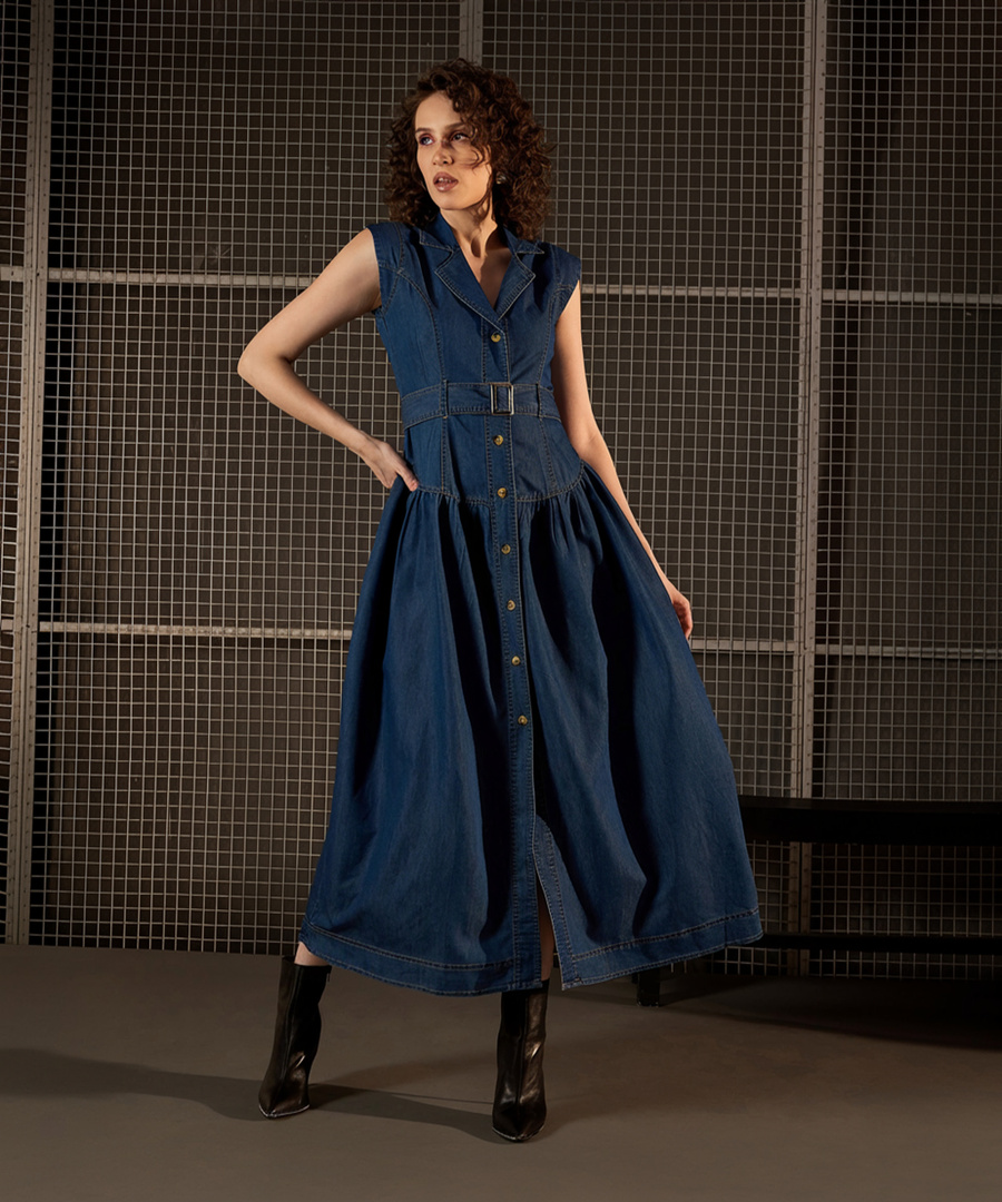 STYLESTONE Women Fit and Flare Blue Maxi/Full Length Dress