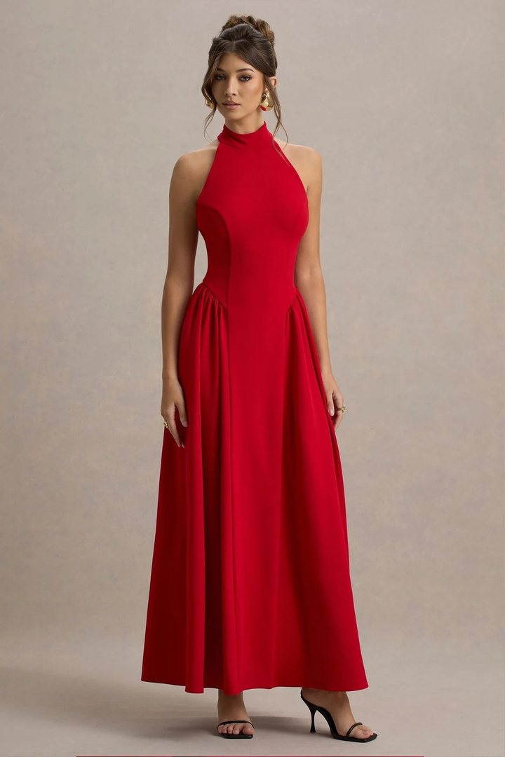 METRONAUT Women A-line Red Maxi/Full Length Dress
