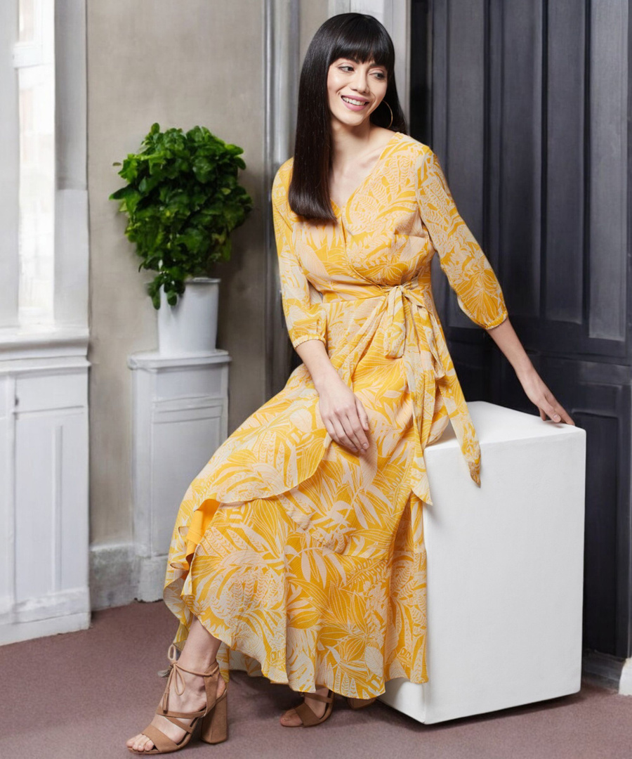 Miss Chase Women Maxi Yellow Midi/Calf Length Dress